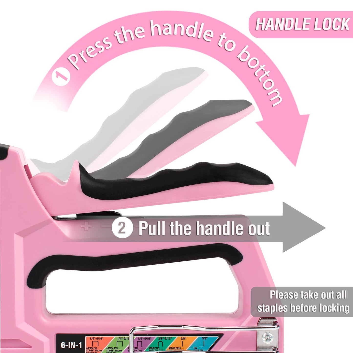 WORKPRO 6-in-1 Manual Staple Gun Kit, Pink Hand Brad Nailer with 4000pcs Staples, Portable Stapler for Upholstery, Crafts, Light Material Repair, Decoration, DIY, Furniture, and Carpentry