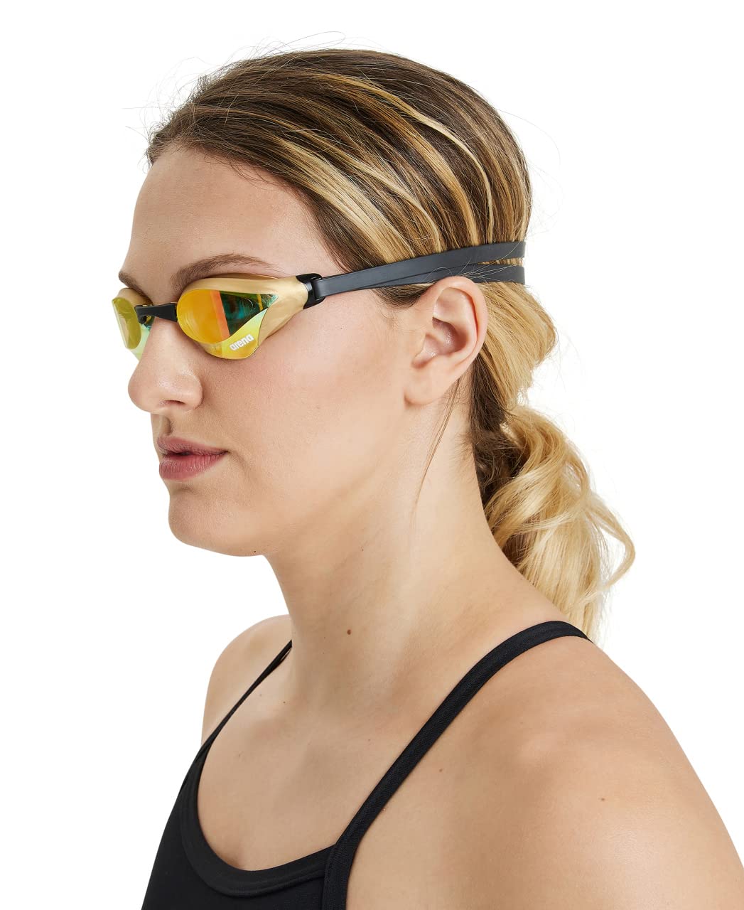 ARENA Cobra Core Swipe Mirror Unisex Adult Swimming Goggles with Curved Mirror Lenses, Anti-Fogging, UV Protection, 5 Interchangeable Nose Bridges