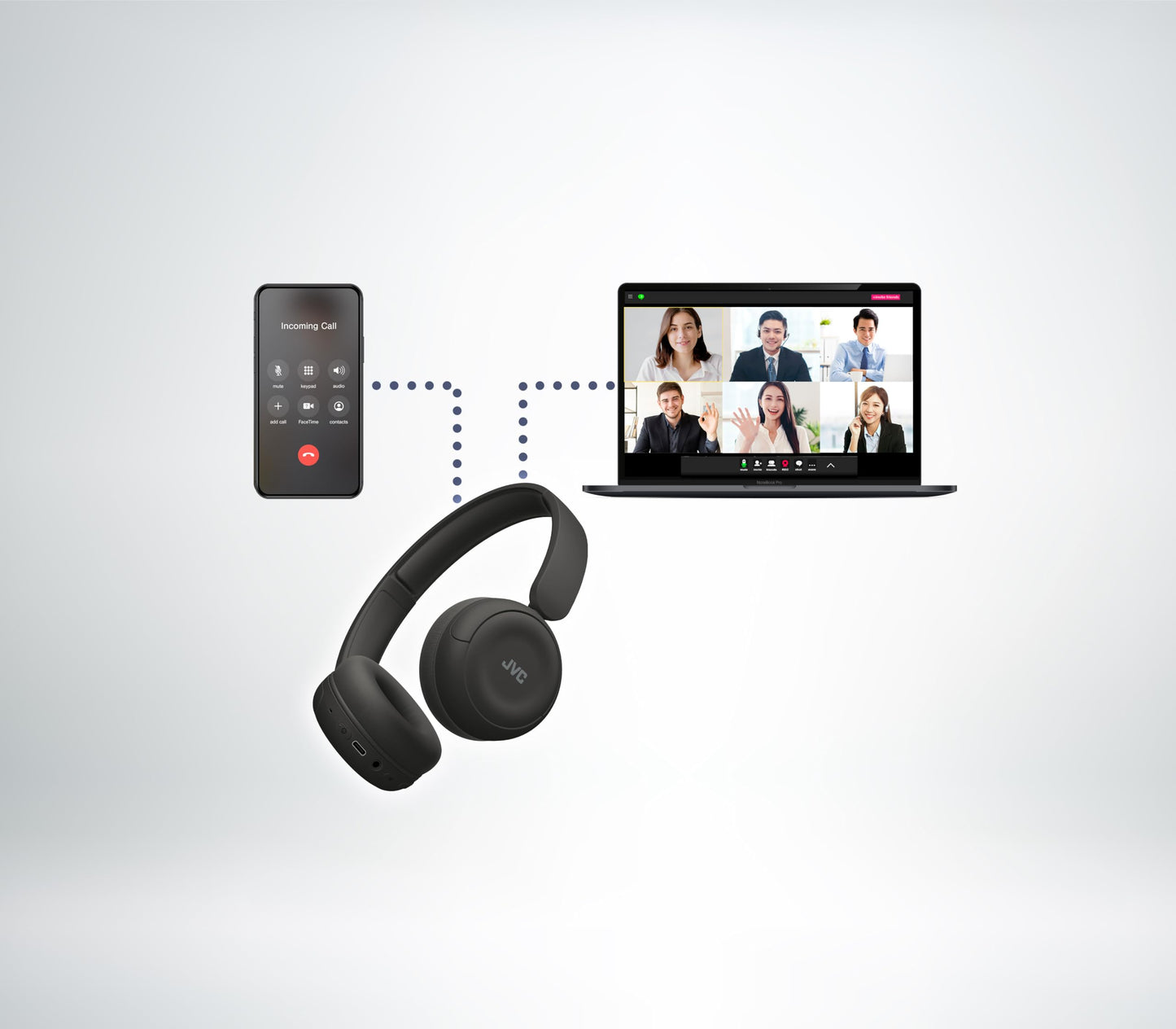 JVC Wireless Headphones with 50H Battery Life, Soft Cushions, Foldable Design, Bluetooth 5.3, Multipoint Connection, App EQ, Built-in Mic