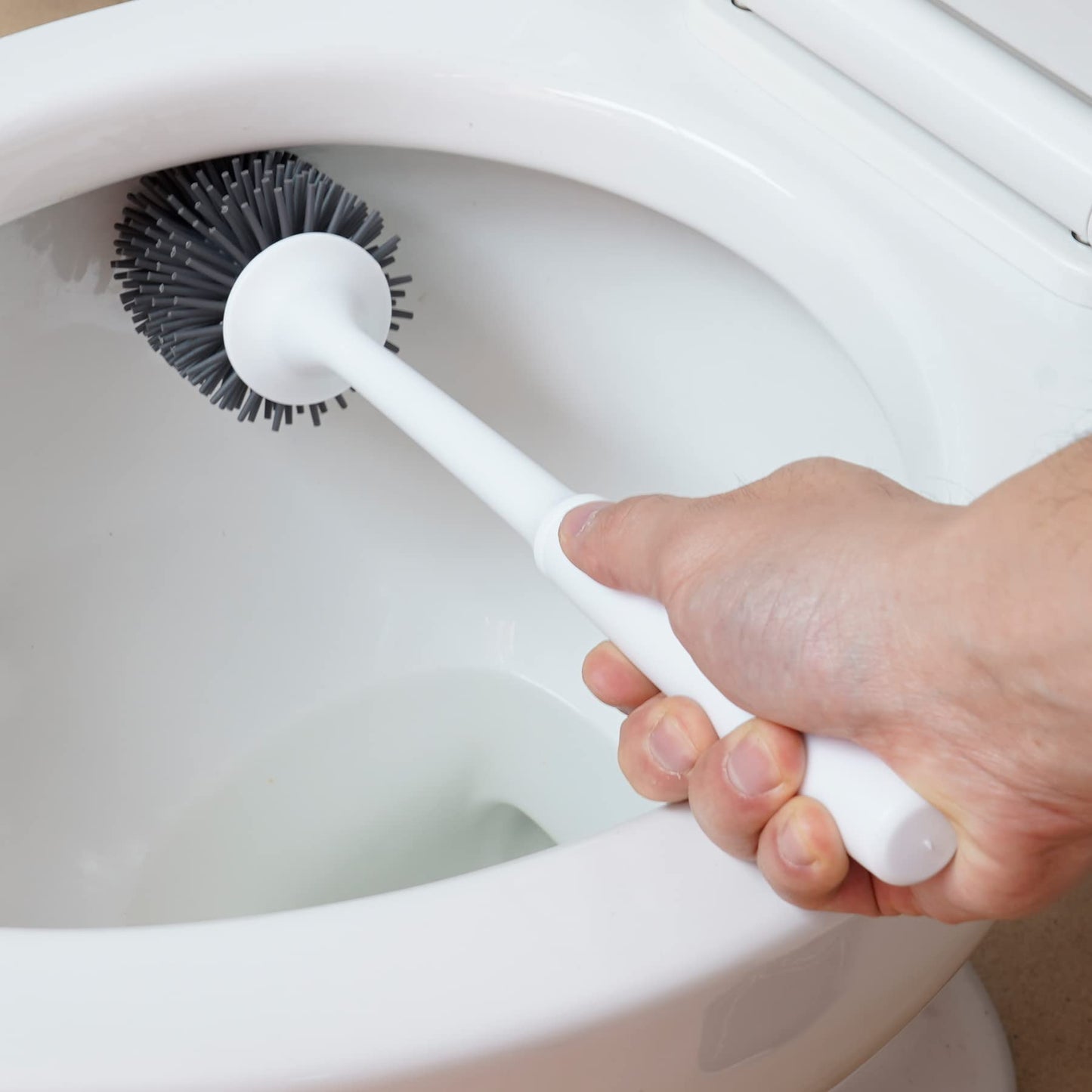 Hibbent 3 Pack Toilet Brush with Ventilated Drying Holder, Silicone Toilet Bowl Brush Bathroom Cleaning Bowl Brush Kit Sturdy Cleaning Toilet Brush, Floor Standing & Wall Mounted Without Drilling