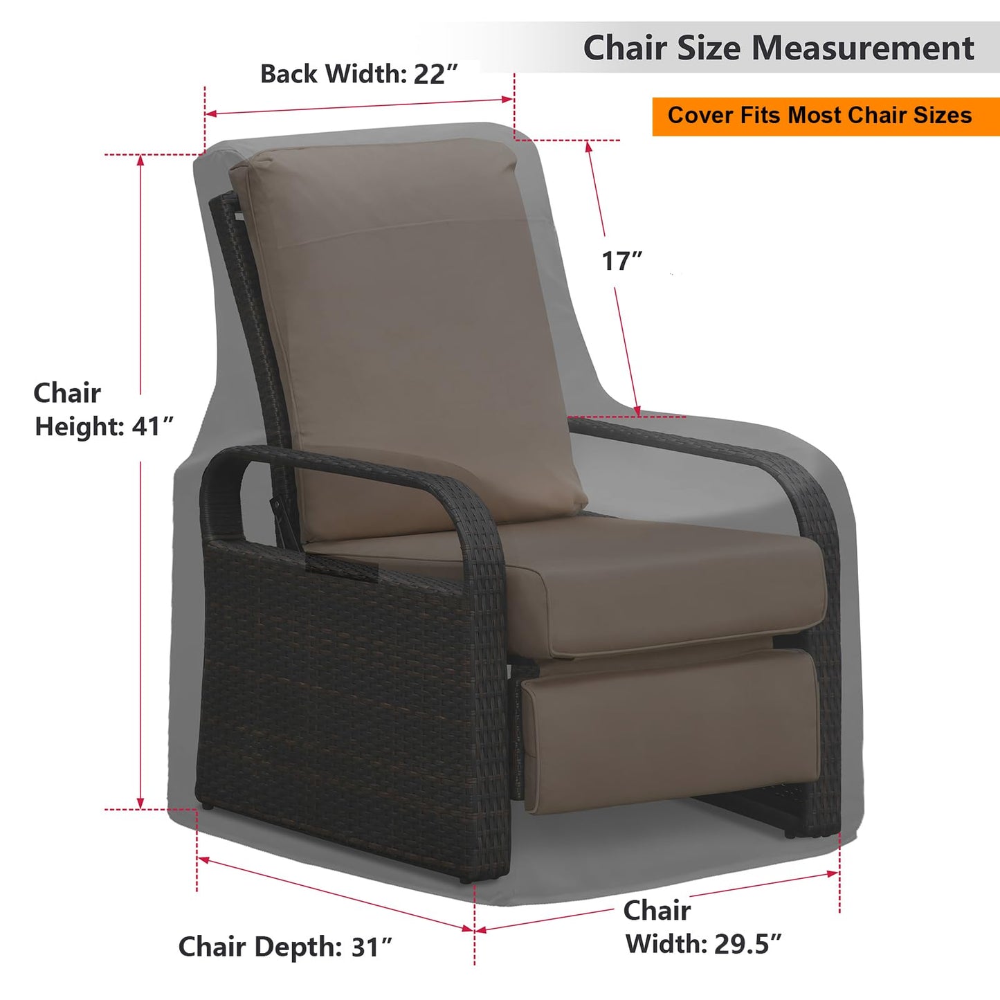 Skypatio Patio Chair Cover Waterproof, Outdoor Furniture Storage Cover for All Weather Protection (Black)