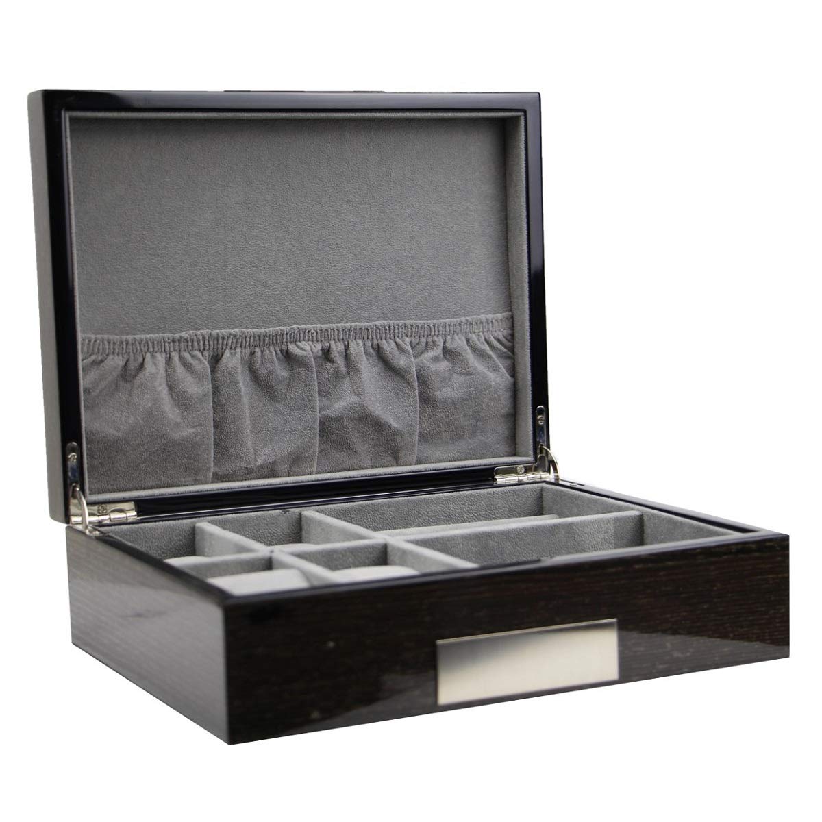 Executive High class wood Cufflink Case & Ring Storage Organizer Men's Jewelry Box (Ebony)