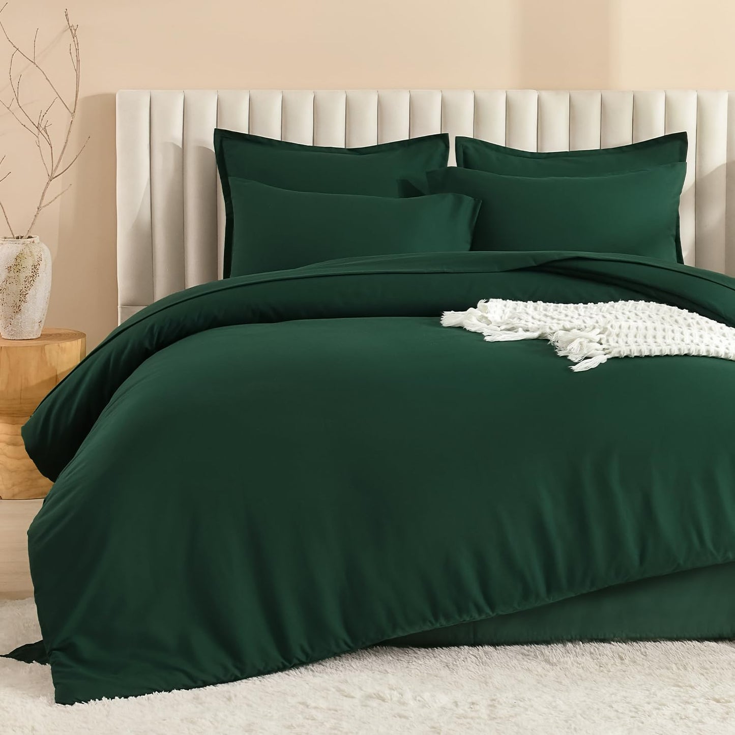 Litanika King Size Comforter Set Dark Emerald Green - 7 Pieces Bed in a Bag King Bedding Comforter Sets, Solid Lightweight Bed Set with Comforter, Sheets, Pillowcases & Shams