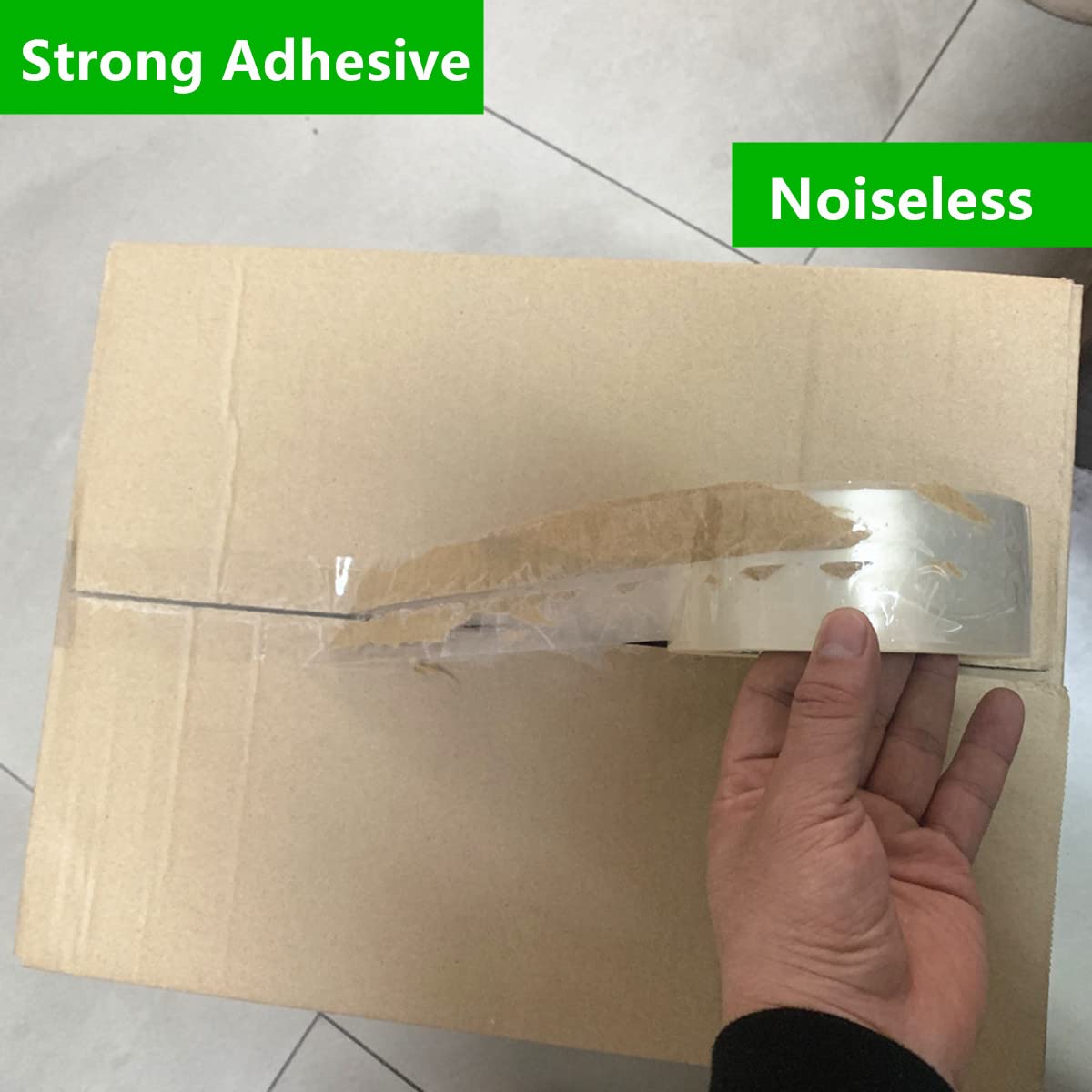 COSIMIXO 18rolls,No Noise Silent Packing Tape 2.4mil x 1.88" x 110 Yards,Industrial Heavy Duty Noiseless Packaging Tape for Quiet Packing Shipping Moving and Storage