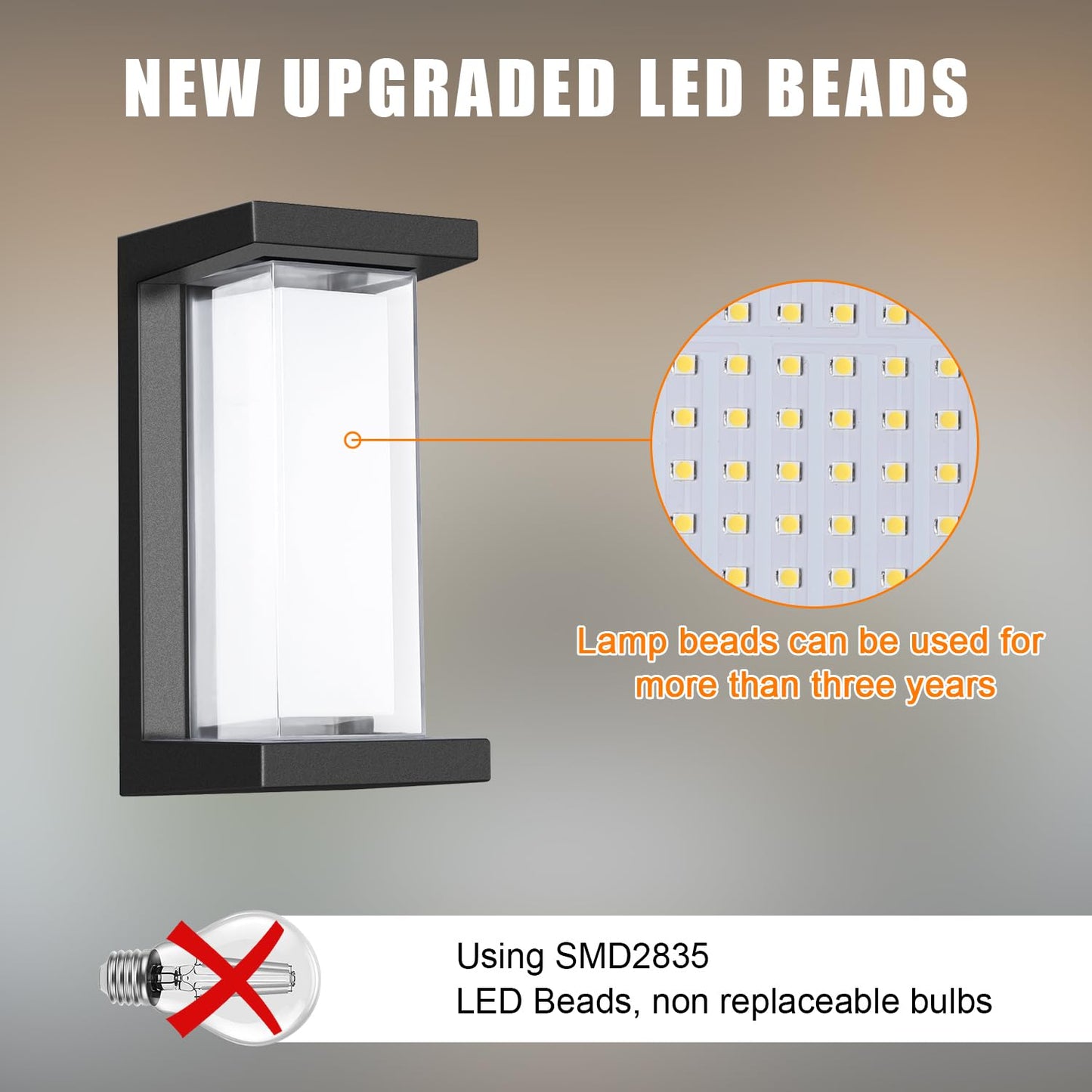 Juyace 18W Outdoor Porch Light 3000K 1800Lm Matte Black LED Outdoor Wall Light Aluminum Exterior Light Fixtures Wall Mount IP65 Waterproof (2 Pack)