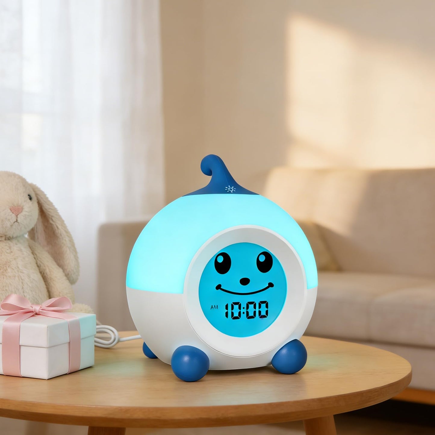 I·CODE Teach Me Time Kids Alarm Clock, Children's Sleep Trainer with Emoji,Toddler Sleep Aid Night Light with Auto-Off Timer,Perfect for 2-9 Years Old Younger Children (Blue)