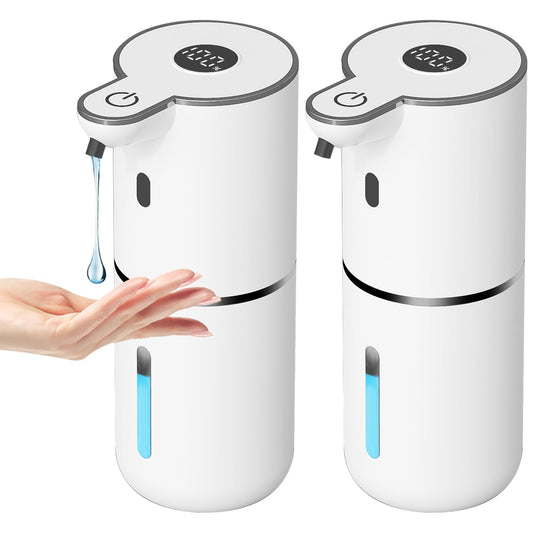 OHIFAST 2 Pack Automatic Liquid Soap Dispenser Touchless, USB Rechargeable Smart Hand Soap Dispenser, 6-Level Adjustable, 12.8oz/380mL Wall Mount for Bathroom Kitchen Dish Soap-White