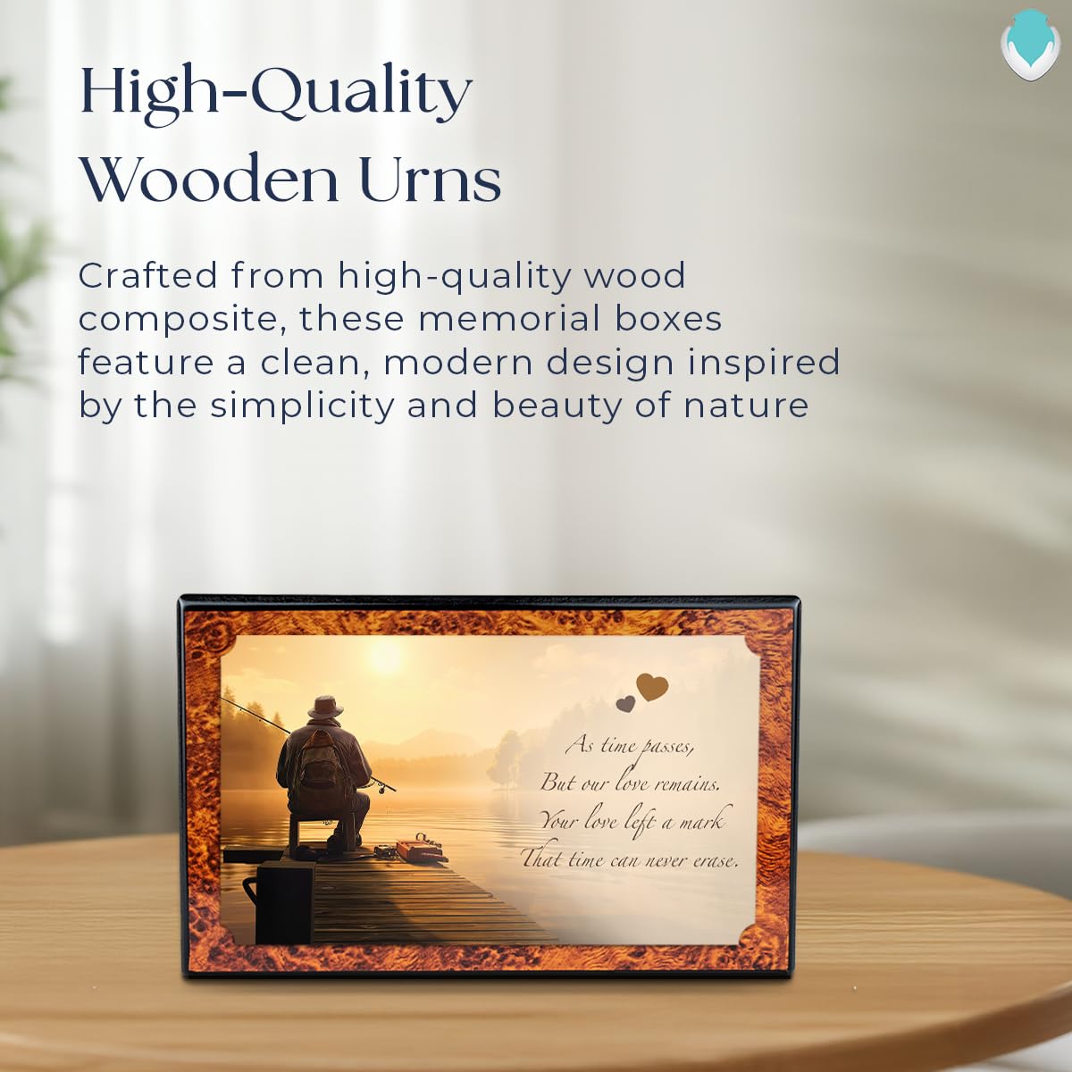 GetUrns Heritage Adult Burl Cremation Urn Box for Human Ashes I Gone Fishing Wooden Urns for Male and Female I 213lbs