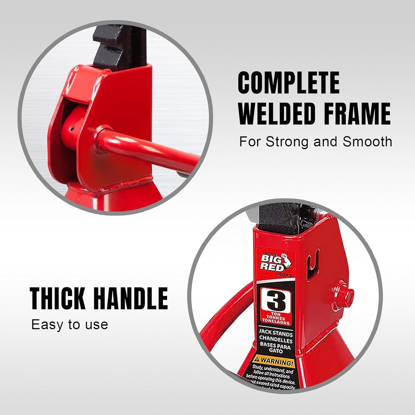 Torin BIG RED JACKS T43202 Torin Steel Jack Stands: 3 Ton (6,000 lb) Capacity, Red, 1 Pair