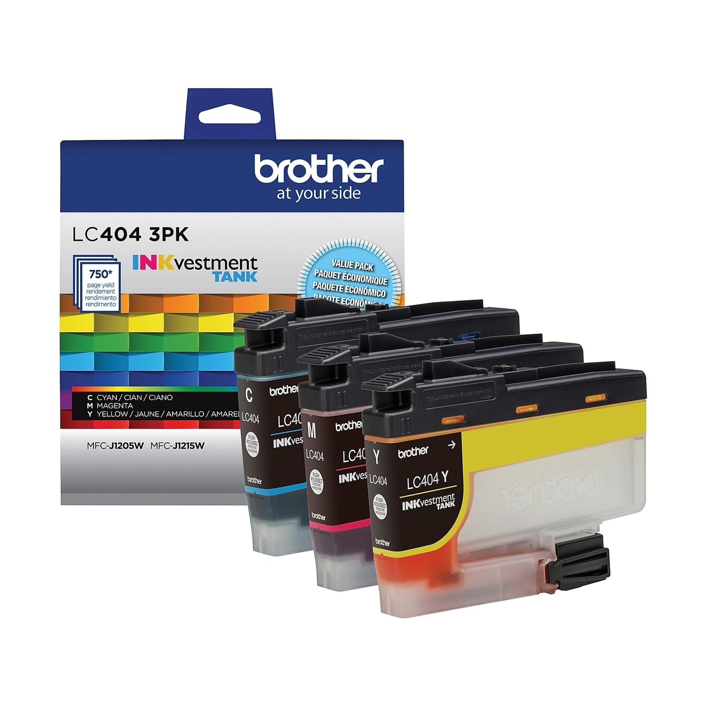 Brother Genuine LC4043PKS Standard Yield Colour Ink Cartridge Value Pack (3), Original Ink Replacement cartridges, Cyan/Magenta/Yellow, Ink for Brother Inkjet Printer MFC-J1205W