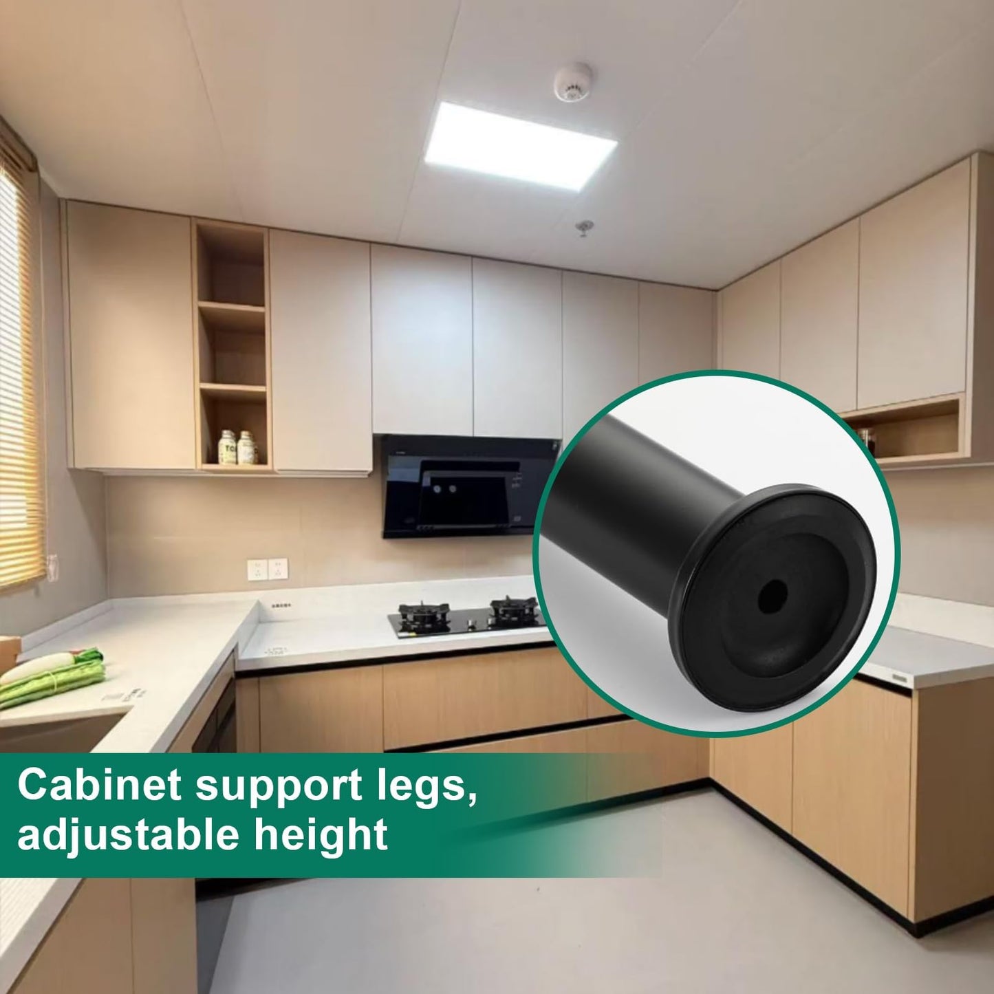 4Pcs Adjustable Height Bed Support Legs,Metal Furniture Legs7.08-12Inch,for Height Heavy Duty for Cabinet/Dresser/TV Stand/Sofa/Chair/Table Heavy Bed Replacement Legs (Black)