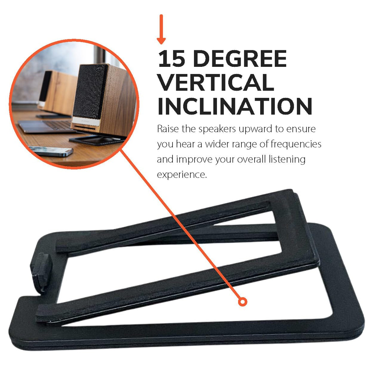 Audioengine DS1M Small Metal Speaker Stands - Tilted Steel Desktop Speaker Stands for Pc, Gaming and Studio Speakers