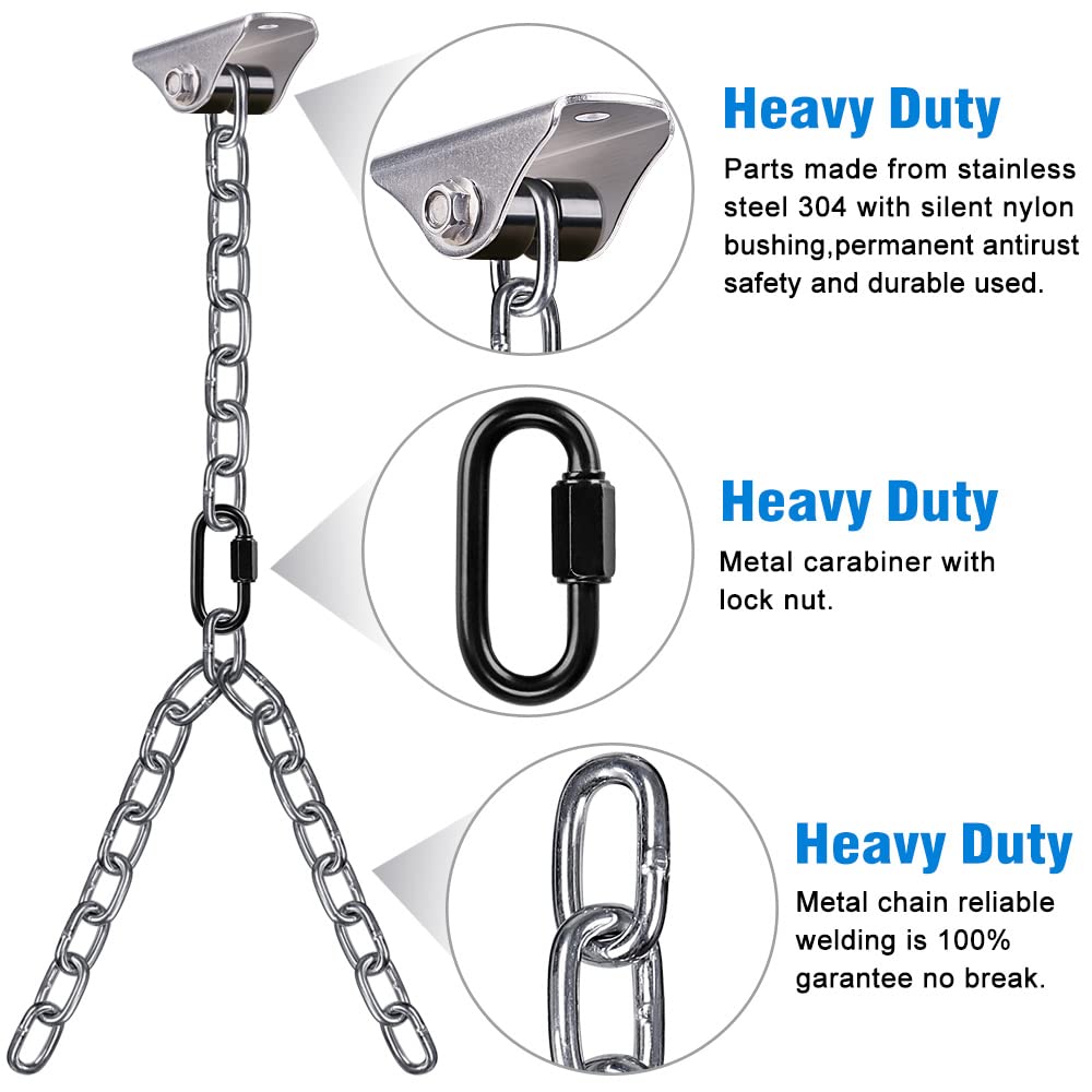 Besthouse Set of 2 Heavy Duty Porch Swing Hanging Chain Kit, Hammock Chair Hardware for Indoor Outdoor Playground Hanging Chair Hammock Chair Punching Bags, 4 Screws for Wooden, 1000LB Capacity, 81"