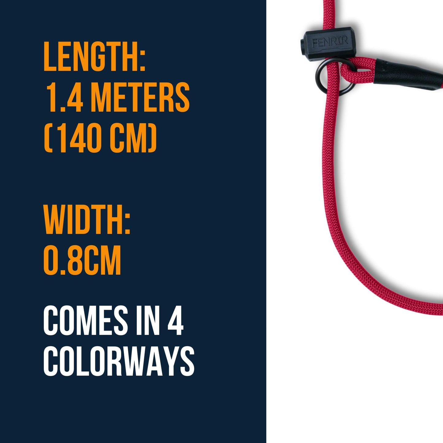 Fenrir Slip Leash 1.4m Professional Dog Training Lead To Stop Pulling, Perfect For Walks, Easy To Use, Spring Loaded Stopper, Light Weight And Durable