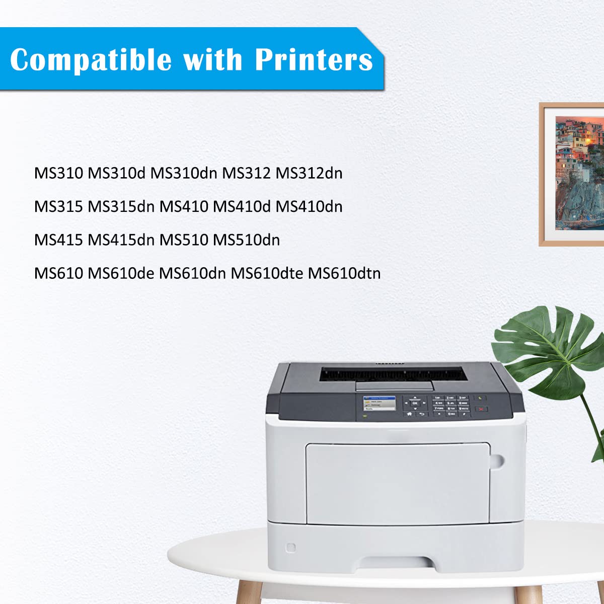 TOPRINT Compatible Toner Cartridge 501H 50F1H00 High Capacity 5000 Pages Black for Lexmark MS310d MS310dn MS312DN MS410d MS410dn MS415dn MS415dn MS510dn MS610de MS610dn MS610dte MS610dtn Printer