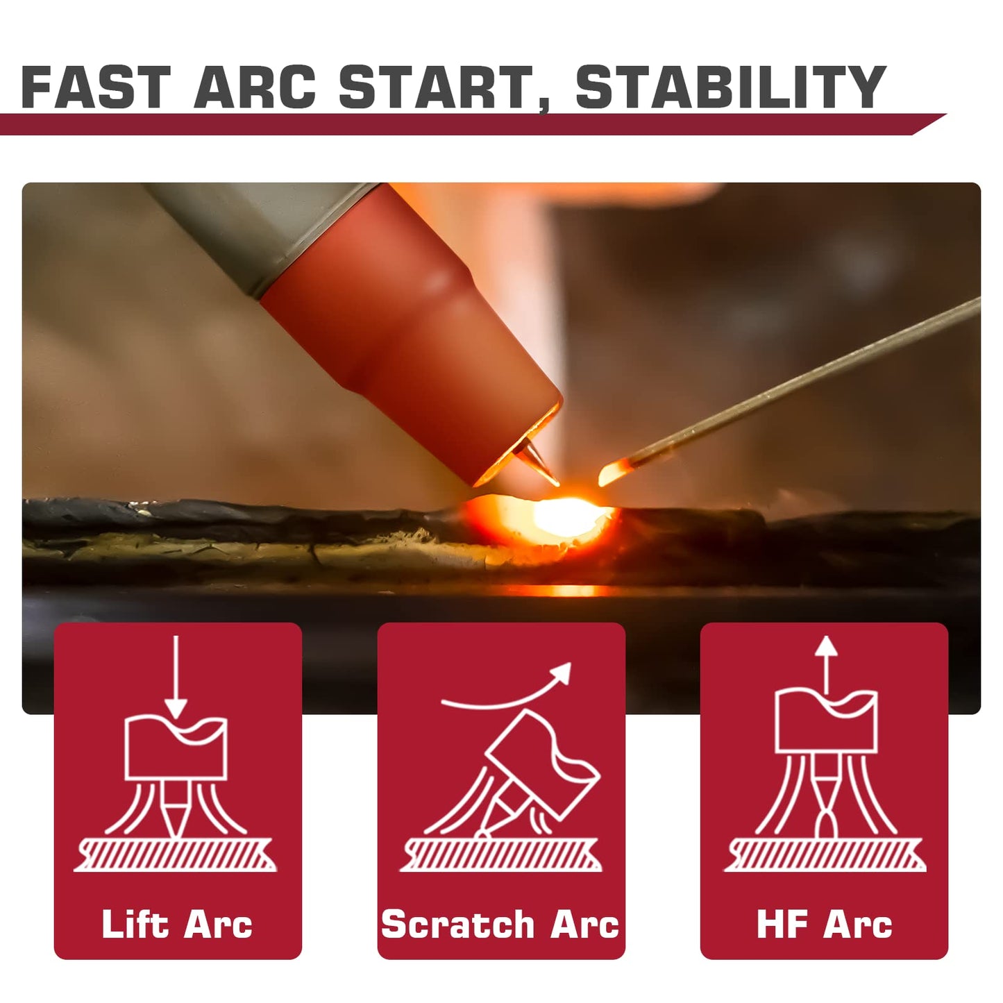 ARCCAPTAIN TIG Welding Gun, WP-17V Argon TIG Torch with 13FT Red Air Hose and 35-50mm Connector, Lift Tig Torch 150amp with 13FT Cable for ARCCAPTAIN ARC200, MIG200, MIG250, ARC205 Pro and MIG205 Pro