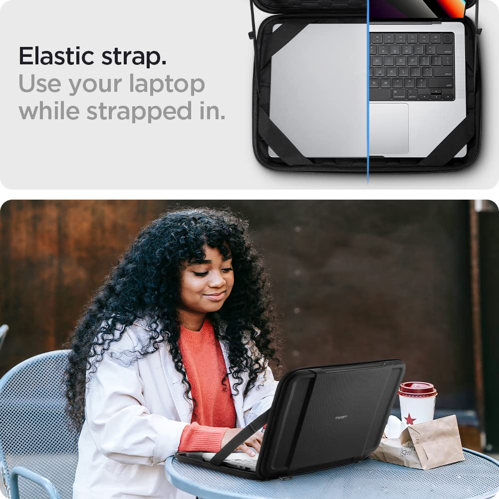 Spigen Rugged Armor Pro Case MacBook 16-Inch Pouch Compatible with MacBook Pro/Air M5 Pro/Max (2026), M5/M4/M3/M2/M1 A3403 A3186 A2991 A2780 A2485 A2141 - Black