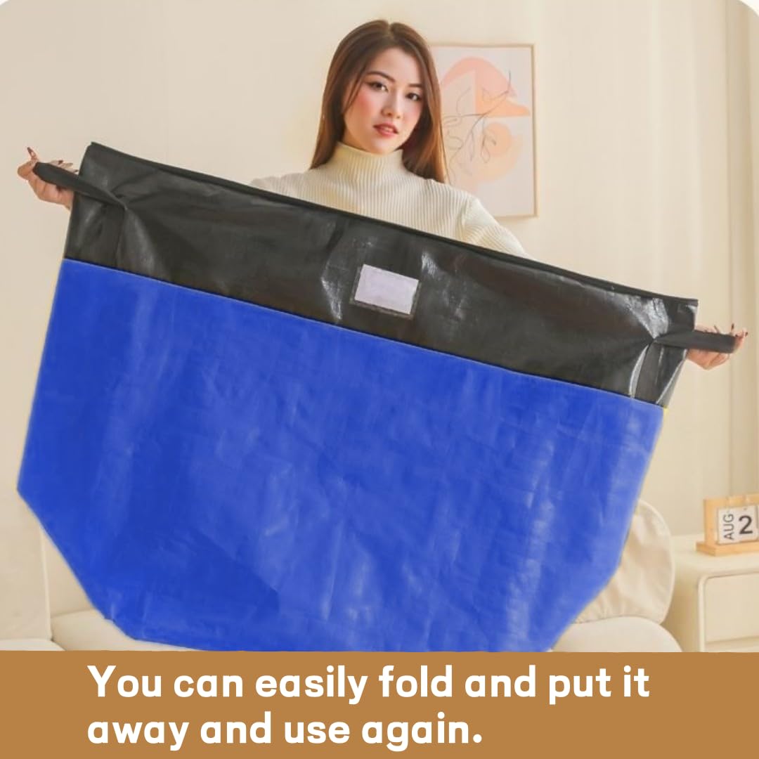 YNTCHENG 180L Extra Large Storage Bags, Huge Moving Bags Heavy Duty with Zipper and Stronger Handles, Big Foldable Duffle Bag for Storage Totes Moving Boxes for College, Bedding (4)