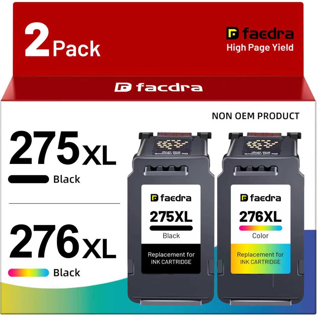 275XL 276XL Ink Cartridges Compatible for Canon 275 XL 276 XL Ink Cartridges PG-275XL CL-276XL for PIXMA TS3720 TS3522 TS3520 TS3500 PIXMA TR4720 TR4722 TR4700 Printer (1Black 1Color)