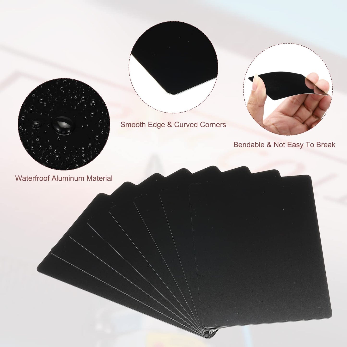 PATIKIL 100 Pack Metal Business Cards Blank, 0.45mm Thick 3.4x2.1 Inch Aluminum Laser Engrave Printable Name Card for Custom DIY, Matte Black