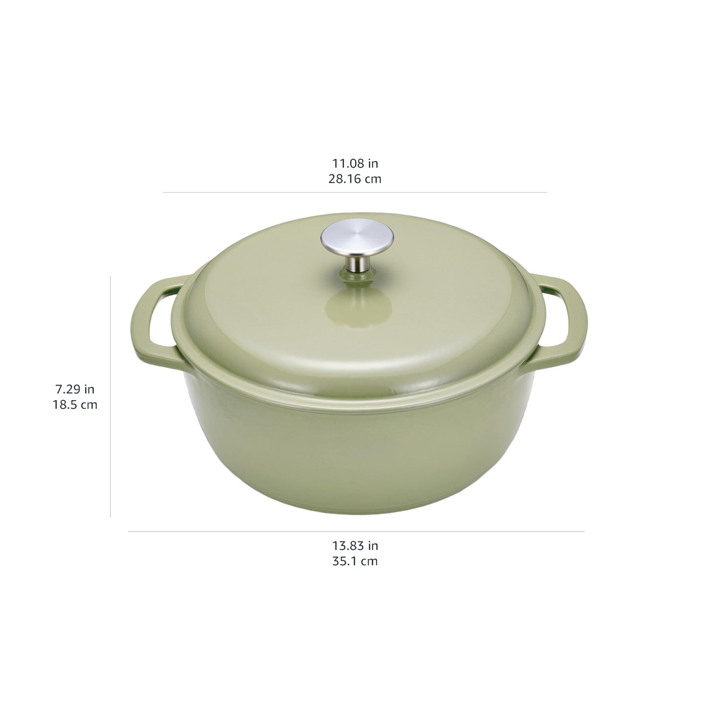 Amazon Basics Cast Iron Dutch Oven Pot with Lid, Enameled, Dual Handles, Round, Heavy-Duty, Medium, 6-Quart, Olive