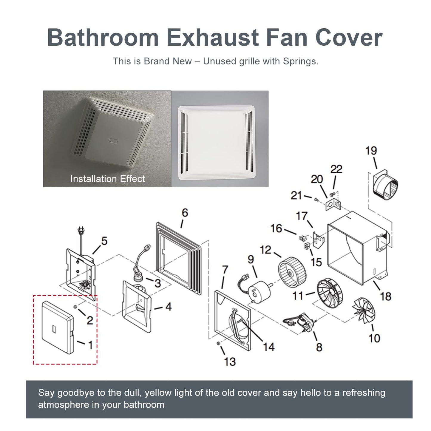 S97013576 Replacement Bathroom Fan Cover Grille for Broan NuTone Models 2684F, 576, 676, 684, 684NT ABS Exhaust Fan Cover Bathroom Vent Covers