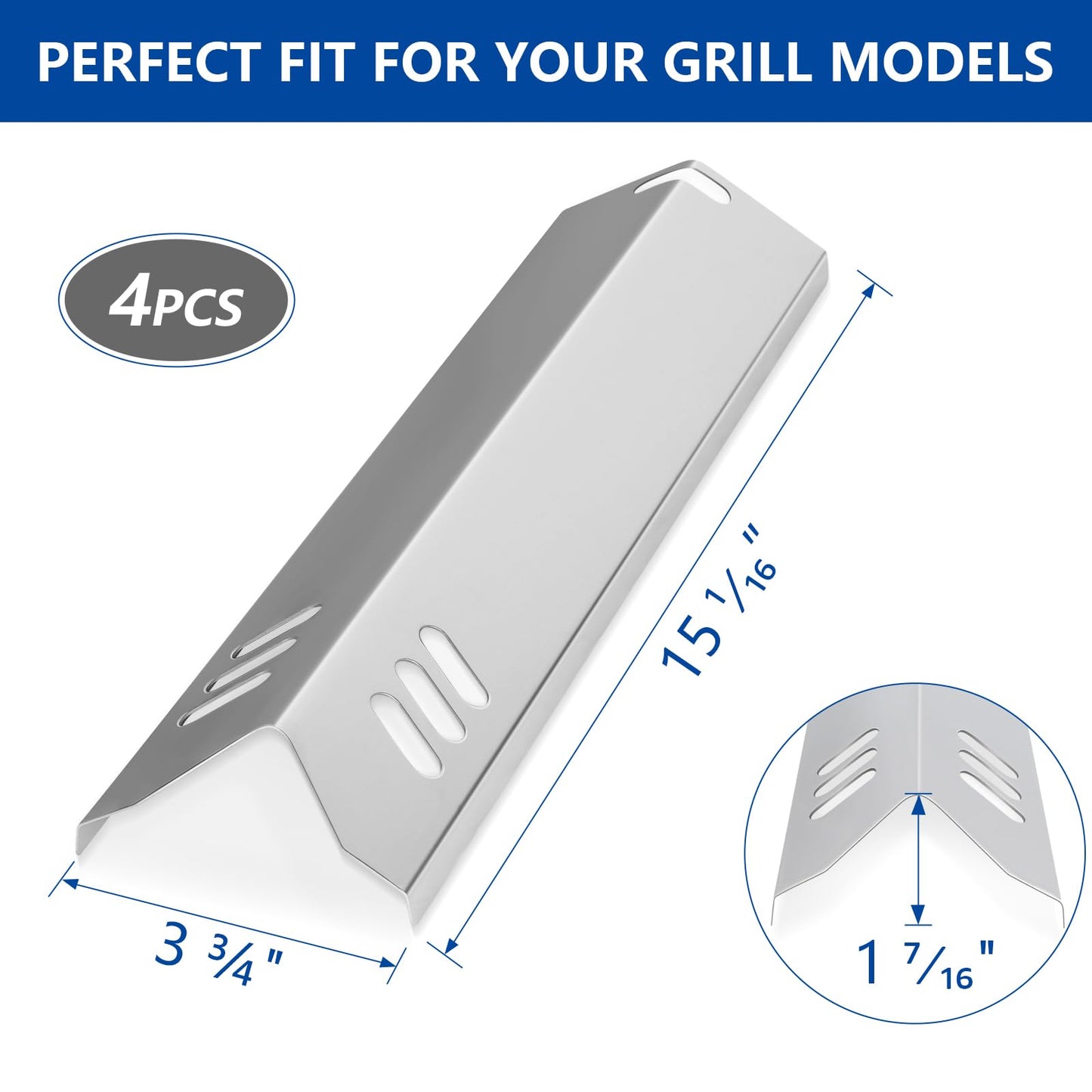 BBQ Heat Shields Grill Heat Plates Heat Tents Barbecue Burners Grill Burner Cover for Dynaglo DGF510SBP, DGF510SSP,Backyard GBC1460W GBC1461W,Phoenix, Montana,Uniflame Grill,Stainless Steel 6 Pack
