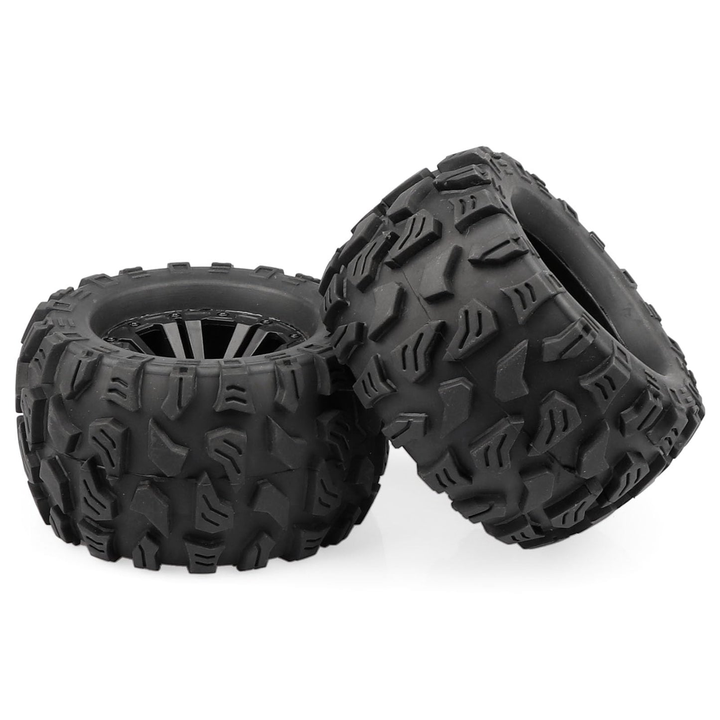 Acekeeps RC MT Tires Mounted 12mm Hex Wheels OD 125mm for 1/10 Traxxas Stampede Hoss HPI Volcano HSP RC Car, 4-Pack Black
