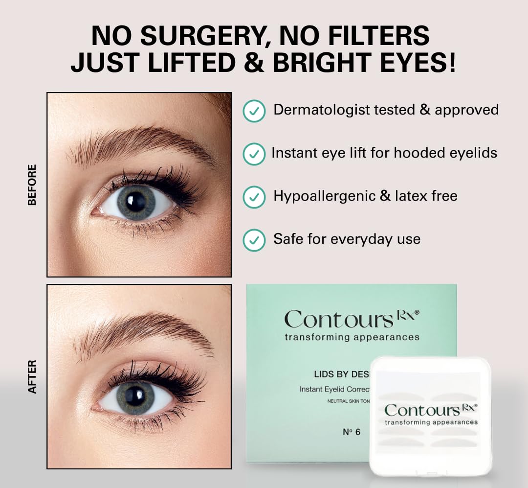 LIDS BY DESIGN Eyelid Correcting Strips Heavy Hooded, Droopy Lids for Slight Lift (4mm (80 Count))