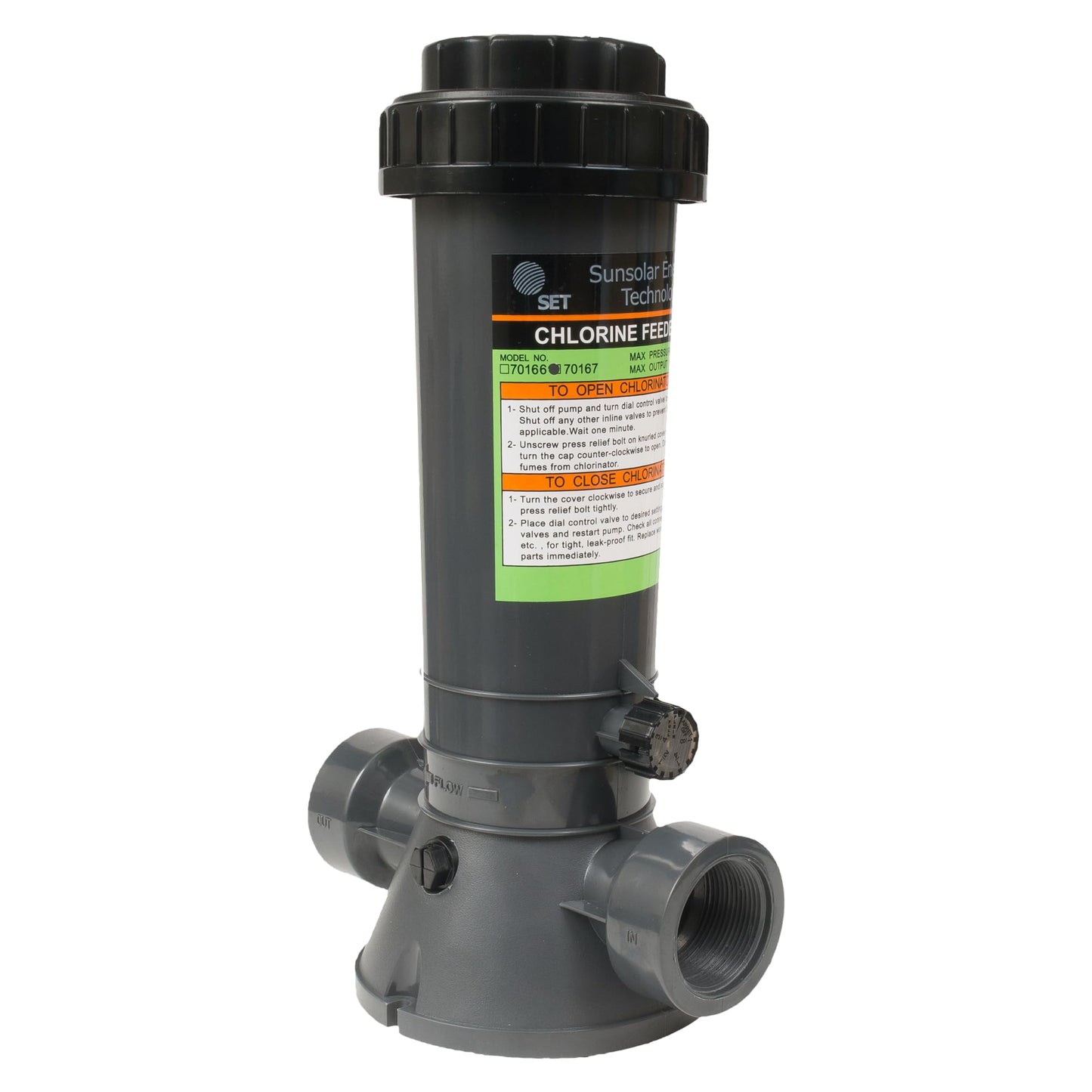 SUNSOLAR Automatic Chlorinator for Above Ground Pools and In-Ground Pools- Free Standing in-Line - Dispenser Holds 4.2lbs