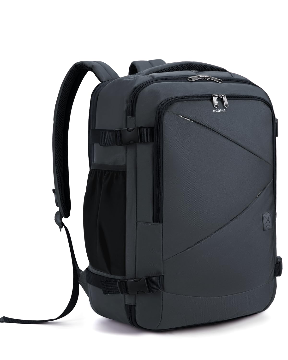 ECOHUB Travel Backpack for Men Women, Expandable Large Carry On Backpacks Essentials with Wet Pocket Cable Slot Water Resistant 12 Pockets 30L Travel Work Grey