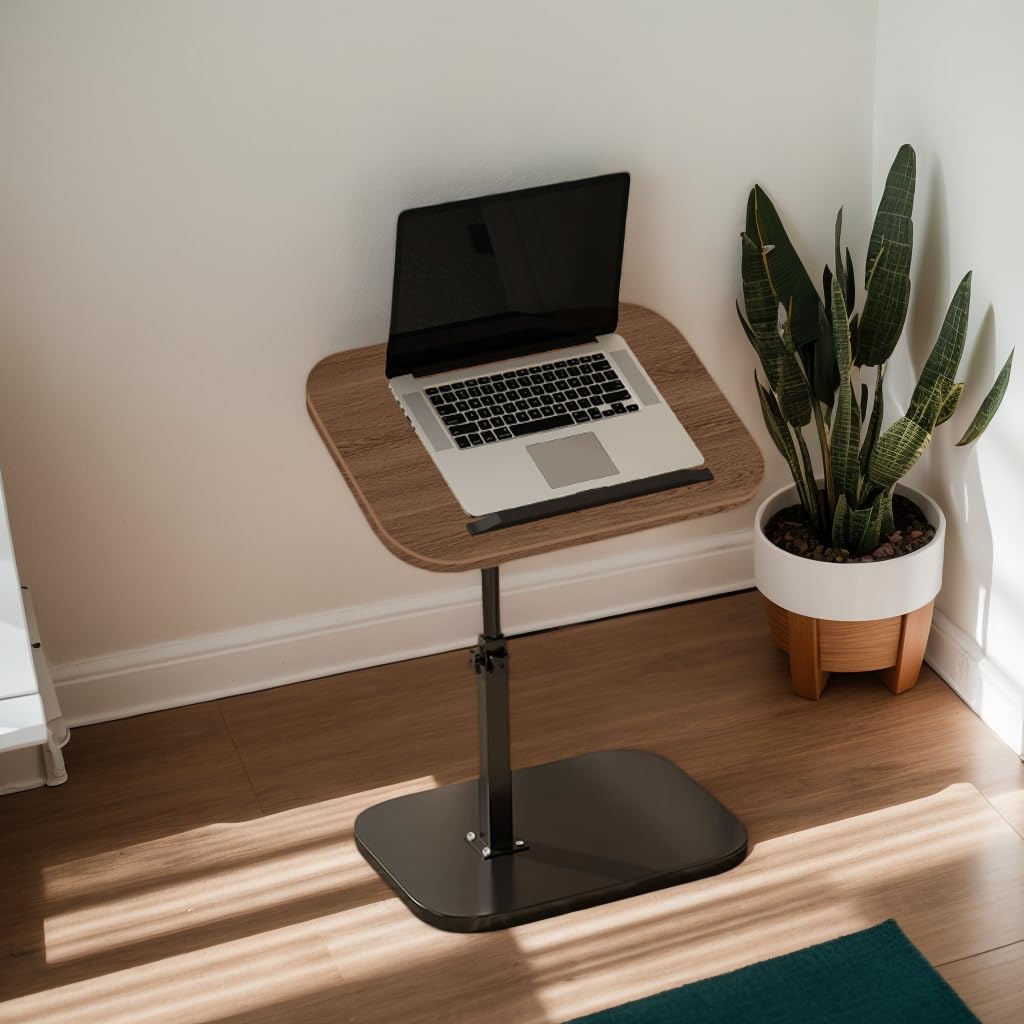 FLRYBRG C-Shaped Adjustable Sofa Table with Tilting Desktop – Height & Angle Adjustable Side Table for Couch, Recliner, or Bed – Ideal TV Tray for Meals, Laptop, Work, or Study