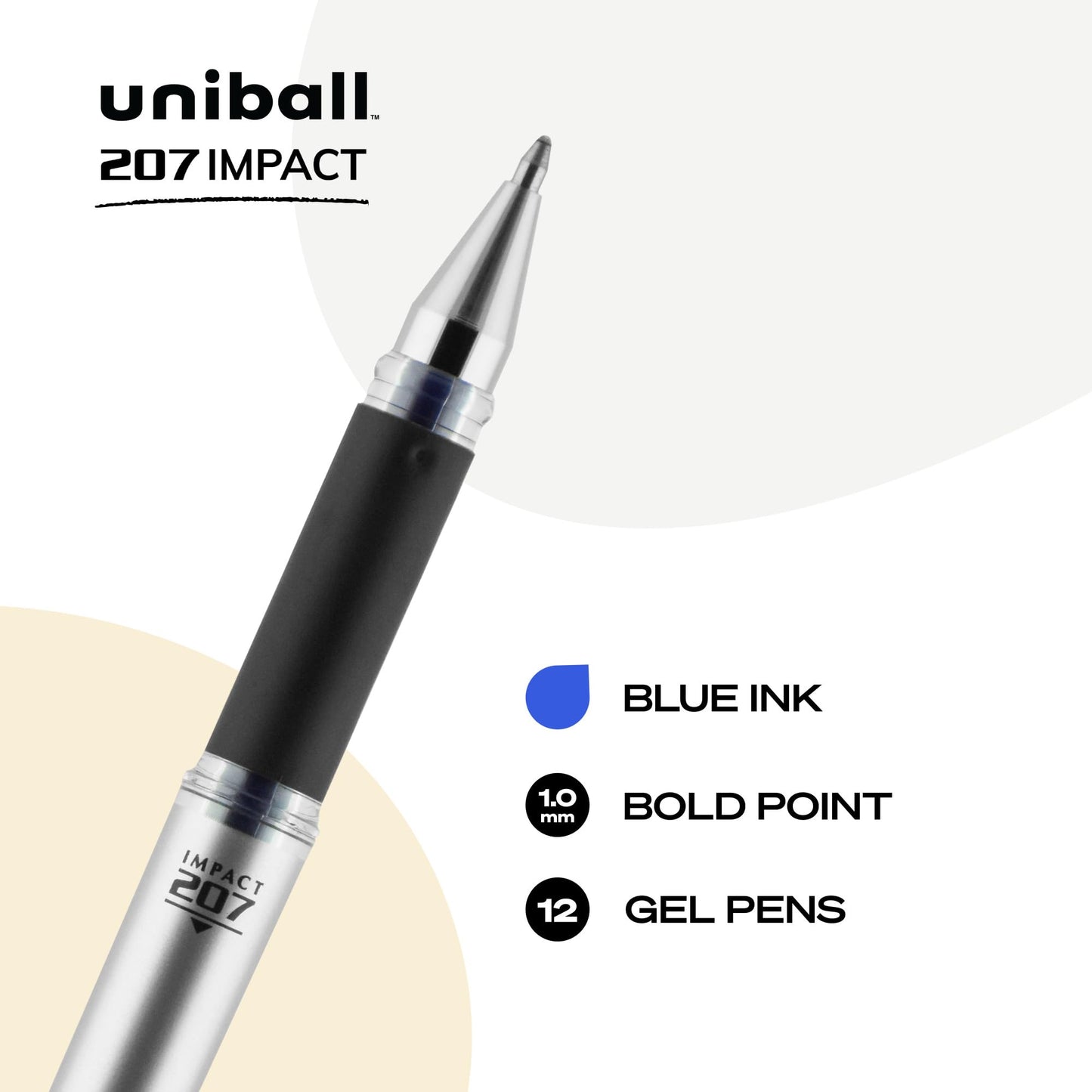 uni-ball Gel Impact Rollerball Gel, Stick Roller Ball Pen Bold-1.0mm, 12 Pack, Blue Ink (65801)