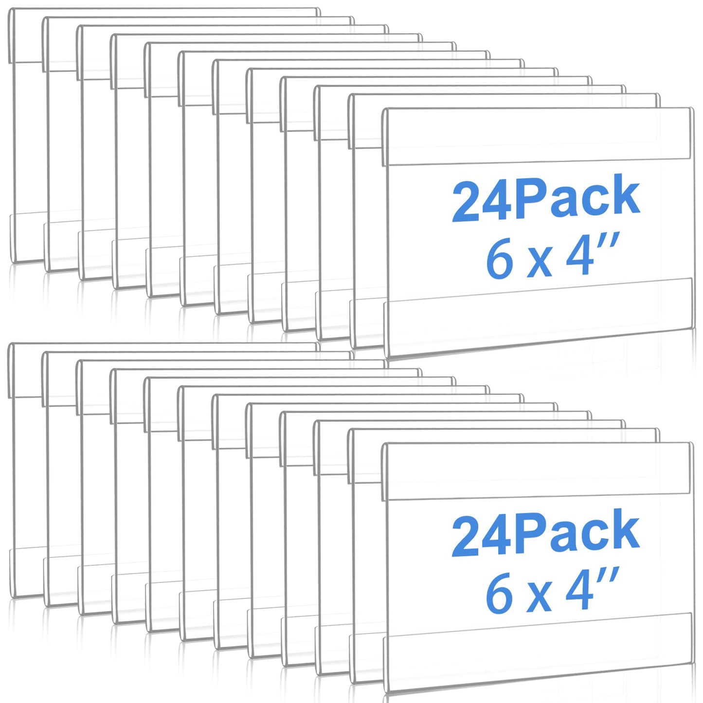 Maitys 24 Pcs Acrylic Sign Holder Clear Wall Mount Frame Plastic Clear Frames Wall Mounted Sign Holder with Adhesive Tape for Office, Home, Store, Restaurant, Picture No Drilling (4 x 6 Inch)