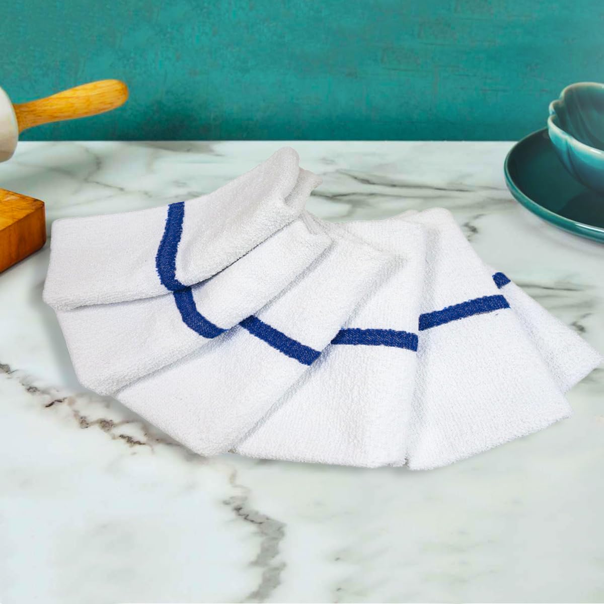 Casa Copenhagen bar Mop Towel 12Pcs 100% Egyptian Cotton Towels - Classic, 38 x 48 cm, Highly Absorbent & Durable Towels, Multipurpose Kitchen Towels for Home, Bar, Restaurant, Cleaning