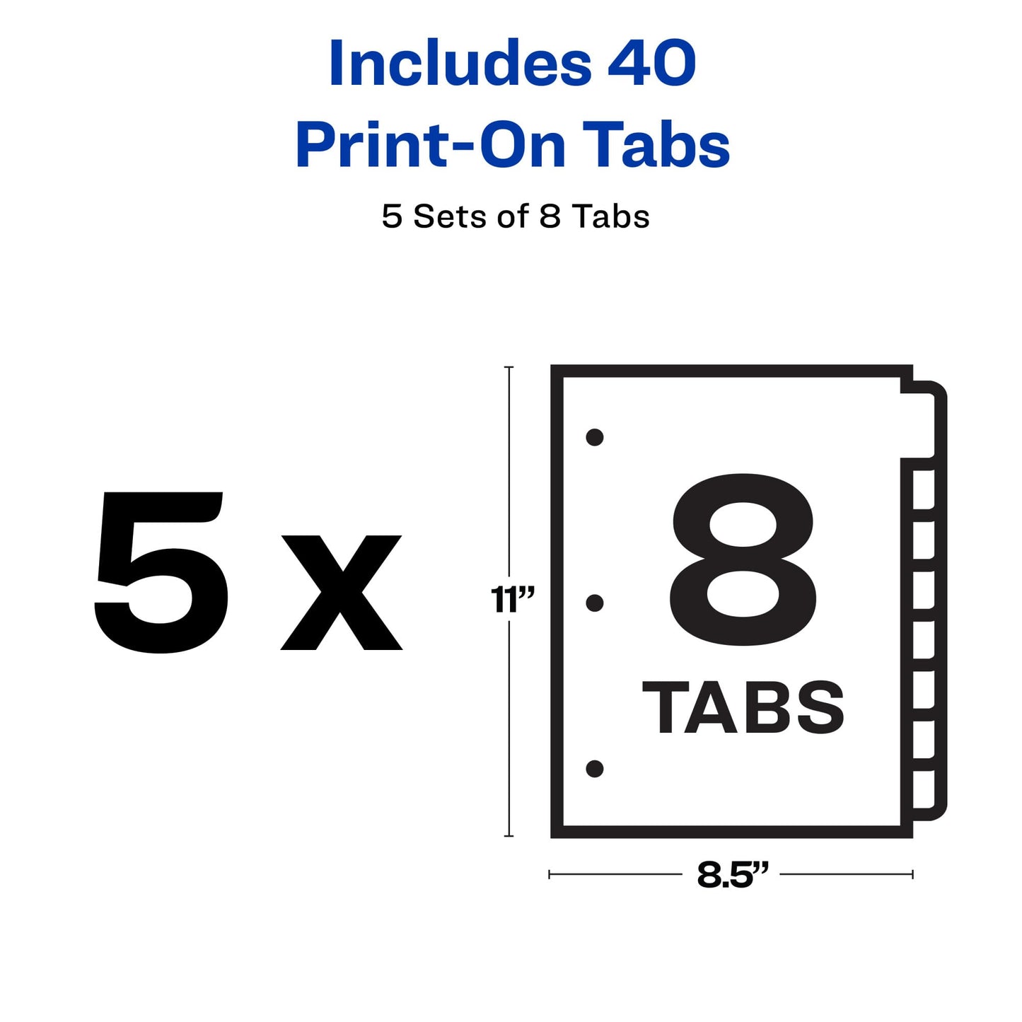 Avery Customizable Print-On Dividers - 8 - Tab(s) Print-on - 8 Tab(s)/Set - 8.50" Divider Width x 11" Divider Length - White