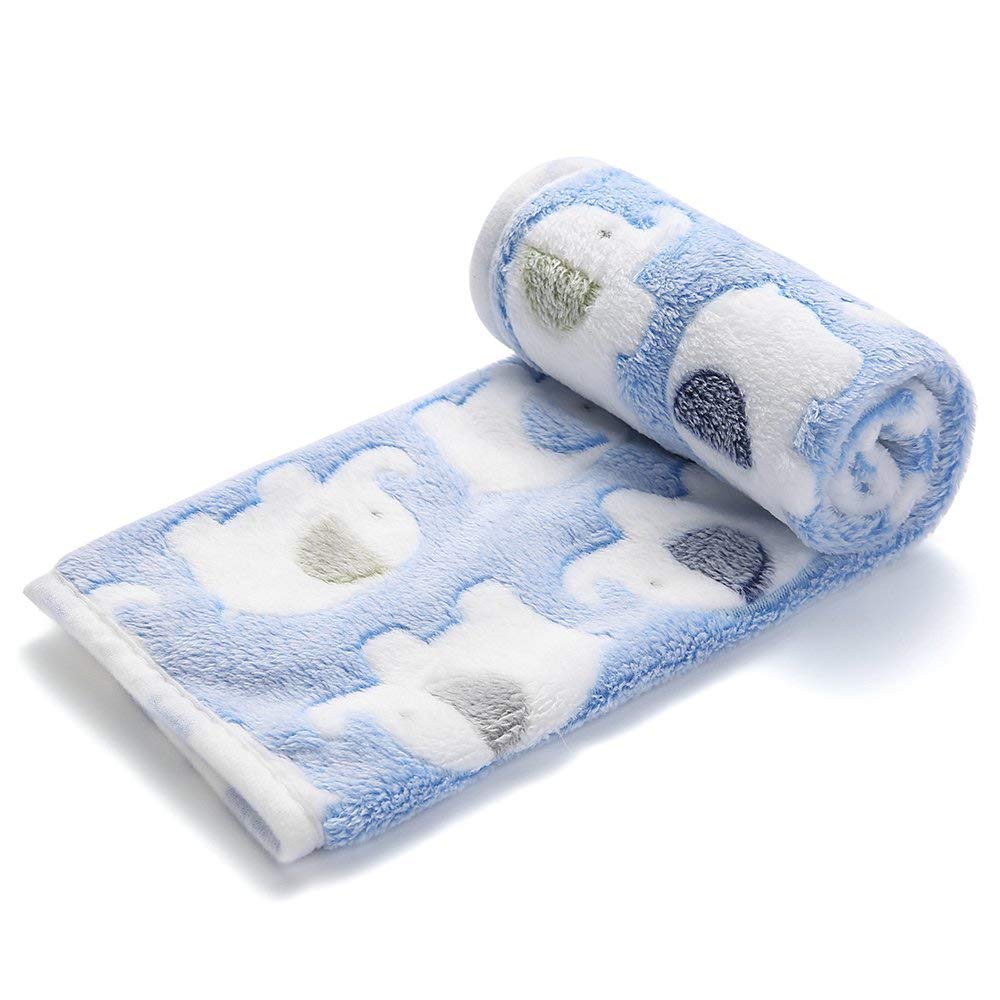 Luciphia Dog Blanket 1 Pack 3 Blankets Fluffy Premium Fleece Pet Blanket Flannel Paw Printed Throw for Dog Cat (Large 41x31'', Blue/Pink/Yellow)