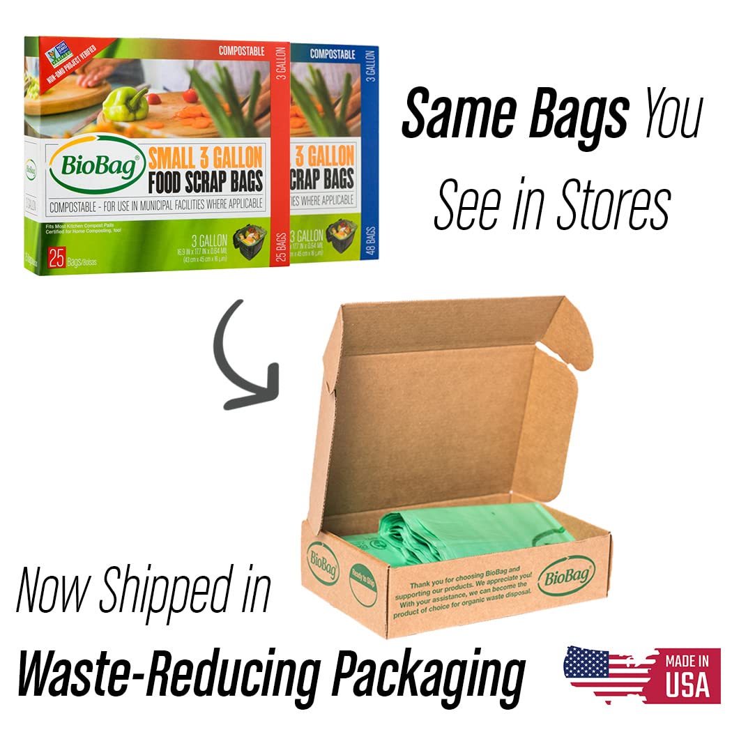 BioBag Premium Compostable Food Scrap Bags, 3 Gallon, 100 Count