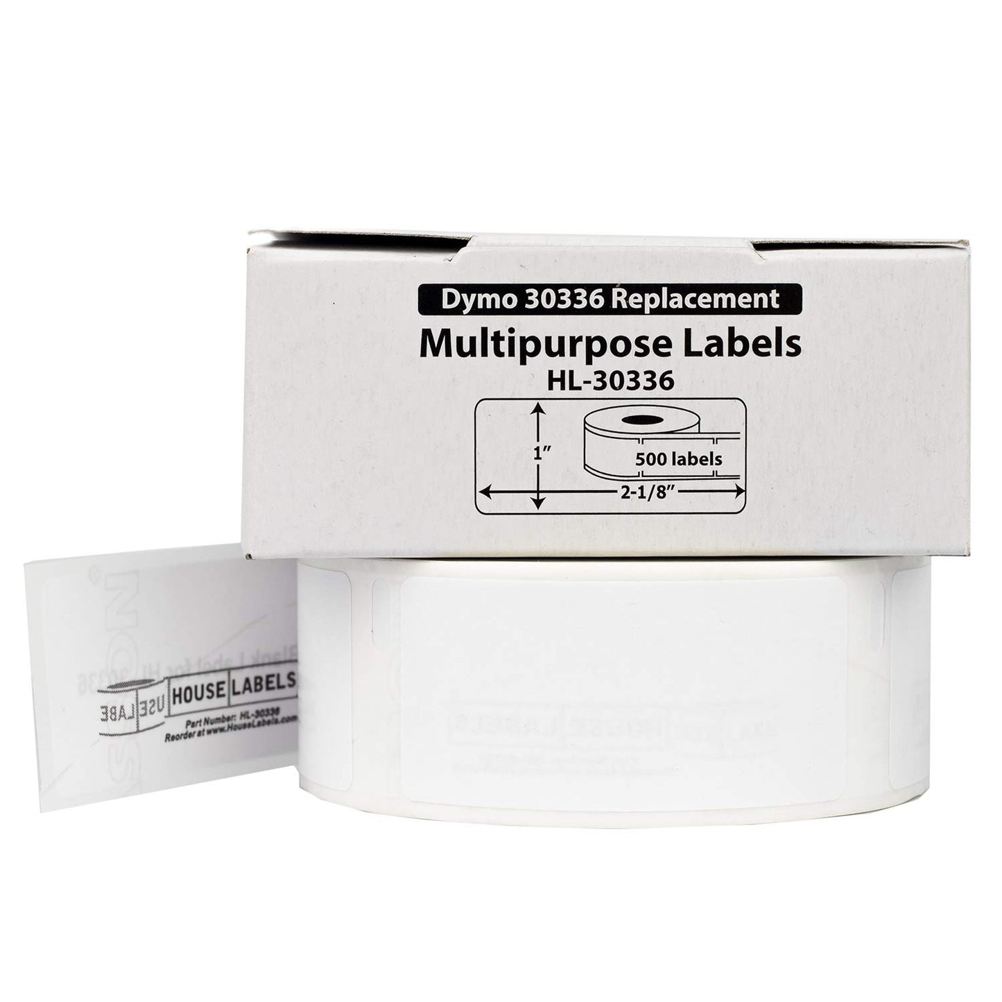 DYMO-Compatible 30336 Multipurpose Labels (1" x 2-1/8") -- BPA Free! (12 Rolls; 500 Labels per Roll)