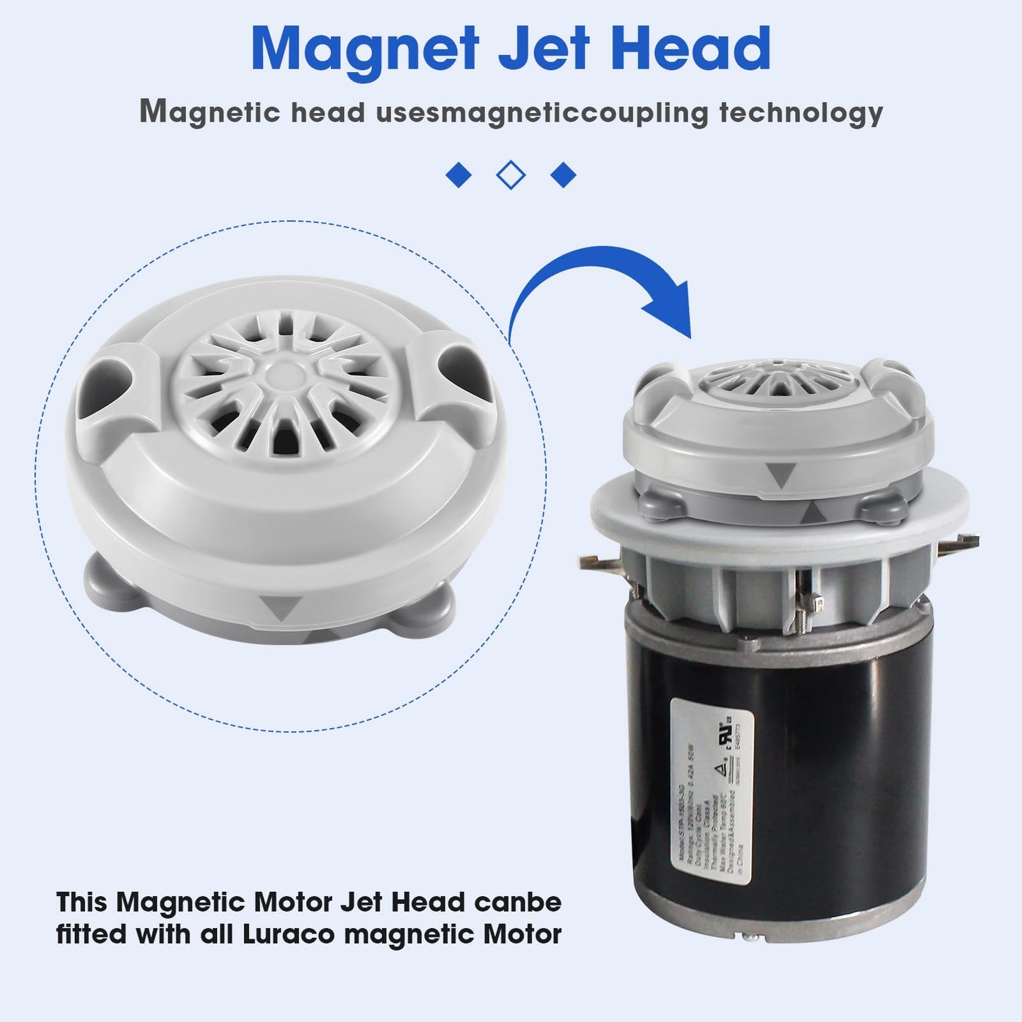 freecat Pipeless Magnetic Jet Head,4 Pin Replace for Jet Head Motor BF-004,Pedicure SPA Tub Contains Propeller and Cover
