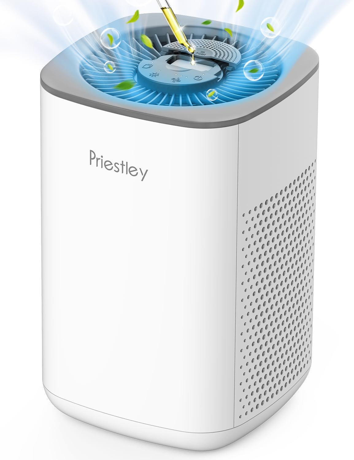 Priestley Small Air Purifiers for Bedroom Office Desktop, 20dB Quiet 3-in-1 HEPA Air Purifier with Essential Oil Diffuser, Filters Smoke, Allergies, Pet Dander, Odor, Dust - P066