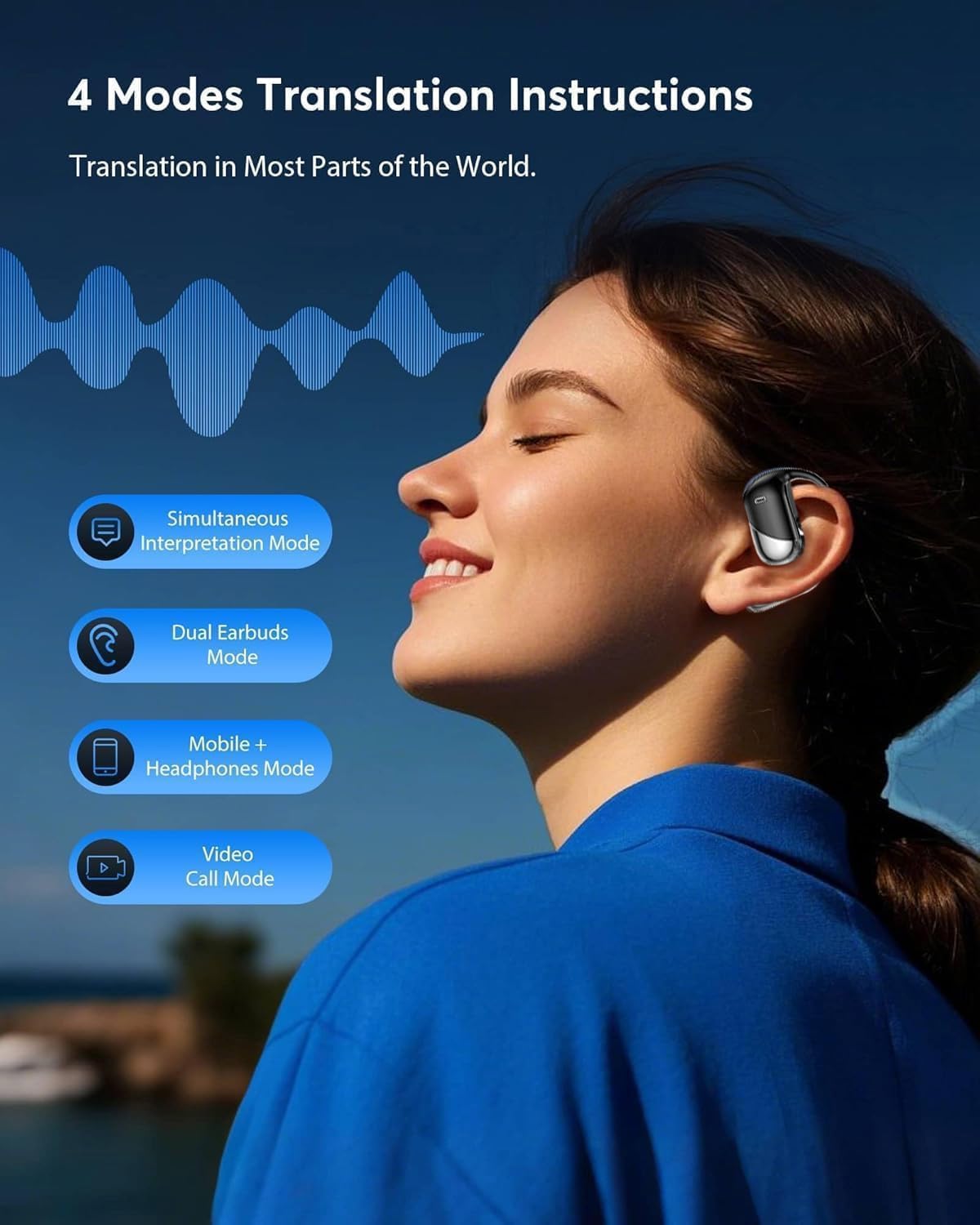Real-Time AI Translation Earbuds - 198 Languages 3-in-1 Translating Device, Écouteurs traducteurs Anglais-français, Clear Voice Translation Headphones with Charging Case for Travel & Learning