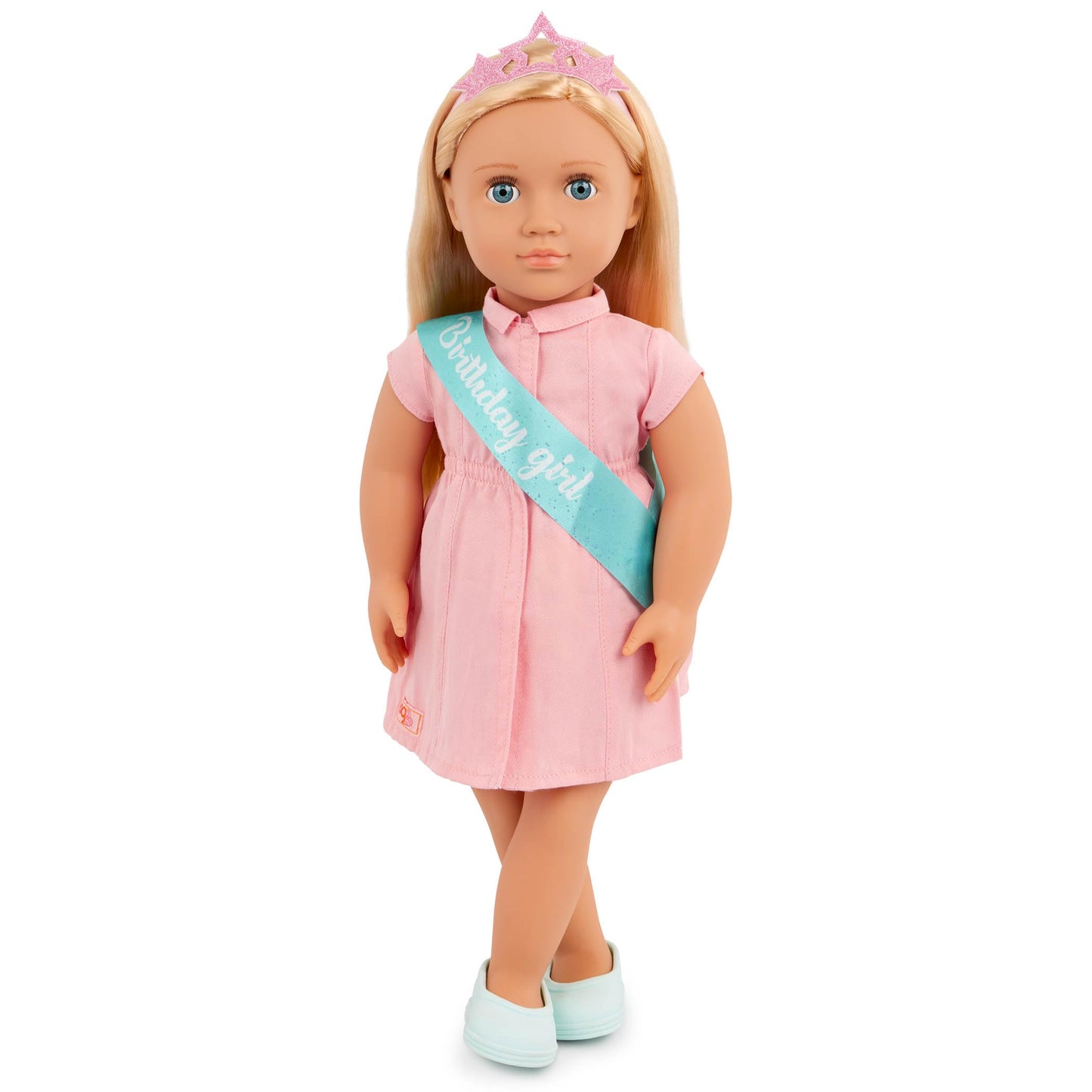 Our Generation – 18-Inch Birthday Doll – Lifelike Blue Eyes & Dark – Blonde Hair – Party Dress, Sash & Balloons – Pretend Play 3+ Years – Brenna