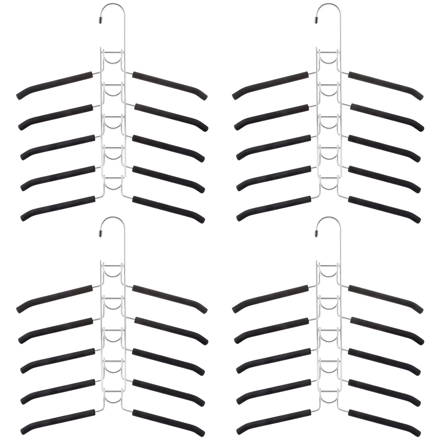 Acrux7 4 Pack 5 in 1 Metal Clothes Hangers Space Saving Hangers, Non Slip Multi Hangers for Shirt Sweater, Multi Layers Coat Hangers, Heavy Duty Closet Organizer Hanger Rack for Shirt Blouse Suit