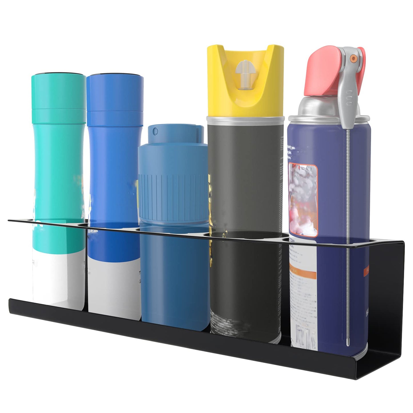 RealPlus 4 Pack Aerosol Spray Can Holder Rack Organizer, 5-Can Spray Bottle Holder Heavy-Duty Steel Wall Mounted for Garage and Workspace