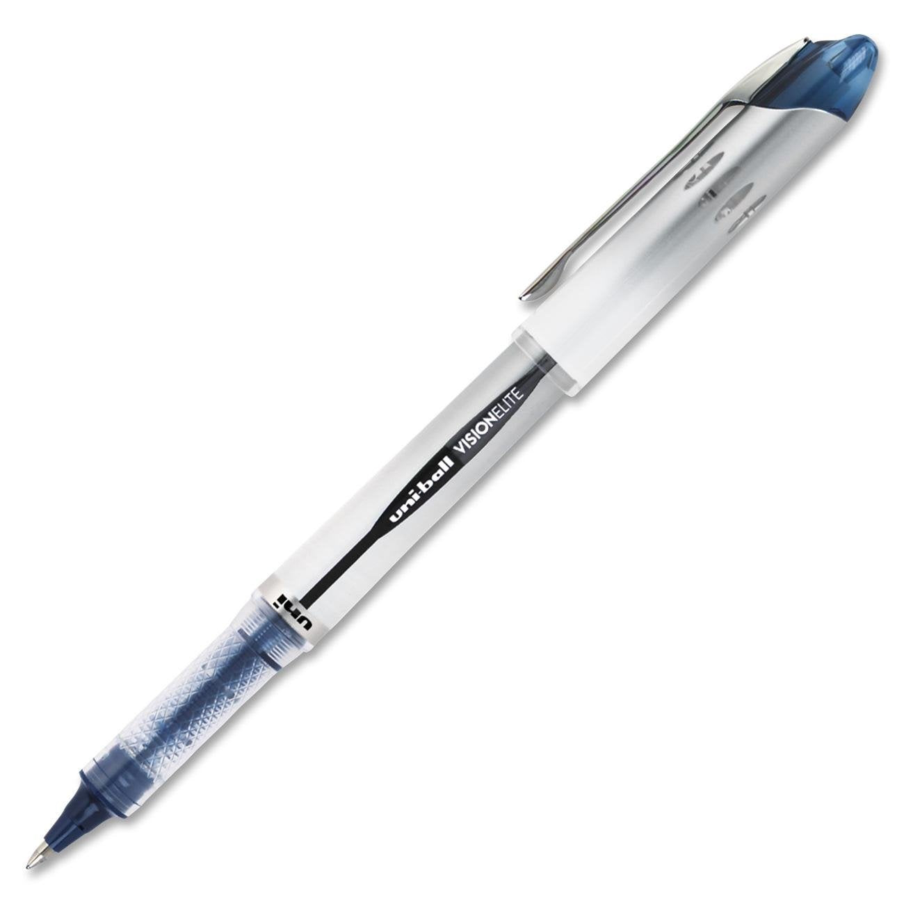 uni-ball VISION ELITE Rollerball, Stick Roller Ball Pen Bold-0.8mm, 12 Pack, Blue/Black Ink (61232)