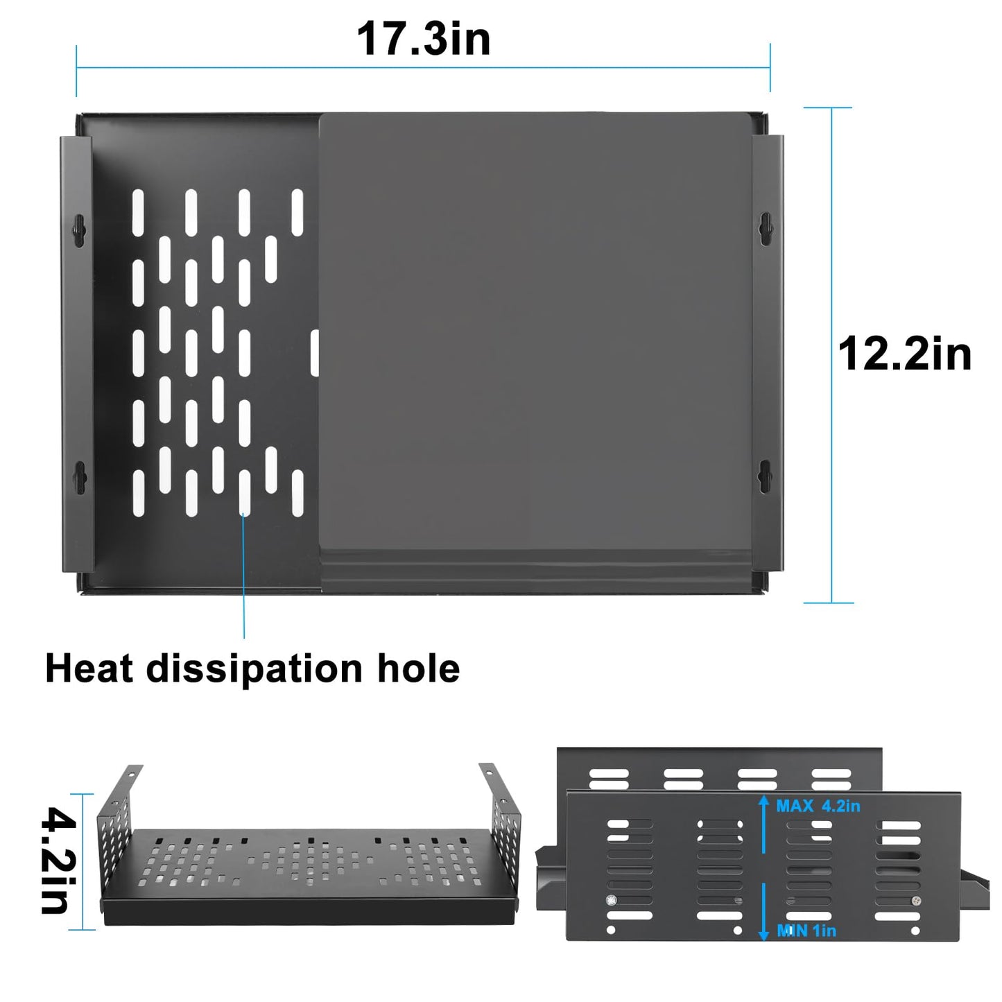 Freejia Adjustable Under Desk PC Mount for Small Form Factor SFF Computers and PCs, Product Using Space 17.3" x H 6" x D 12", Compatiblet with PlayStation 4, PS4 Slim, PS4 Pro for Under Desk Gaming