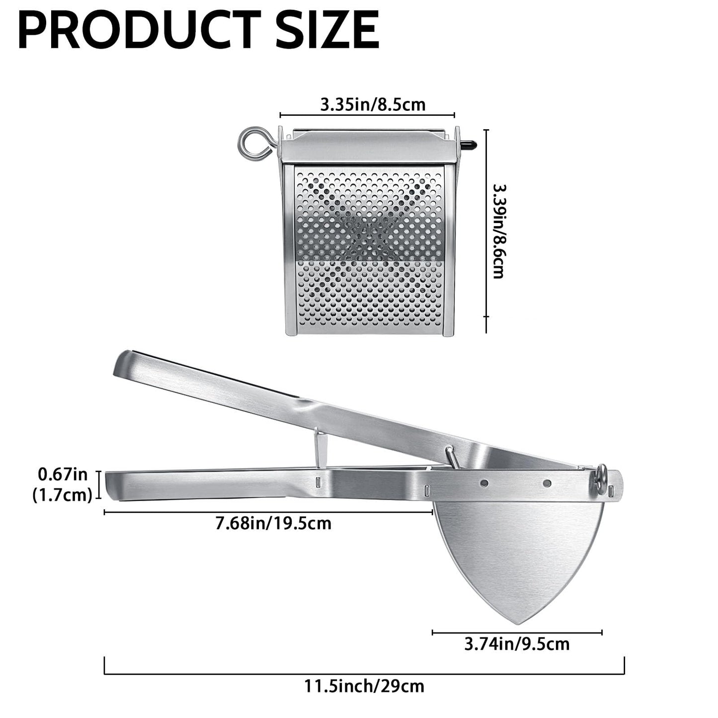 Potato Ricer, Sopito Stainless Steel Potato Masher for Commercial and Home Use Black