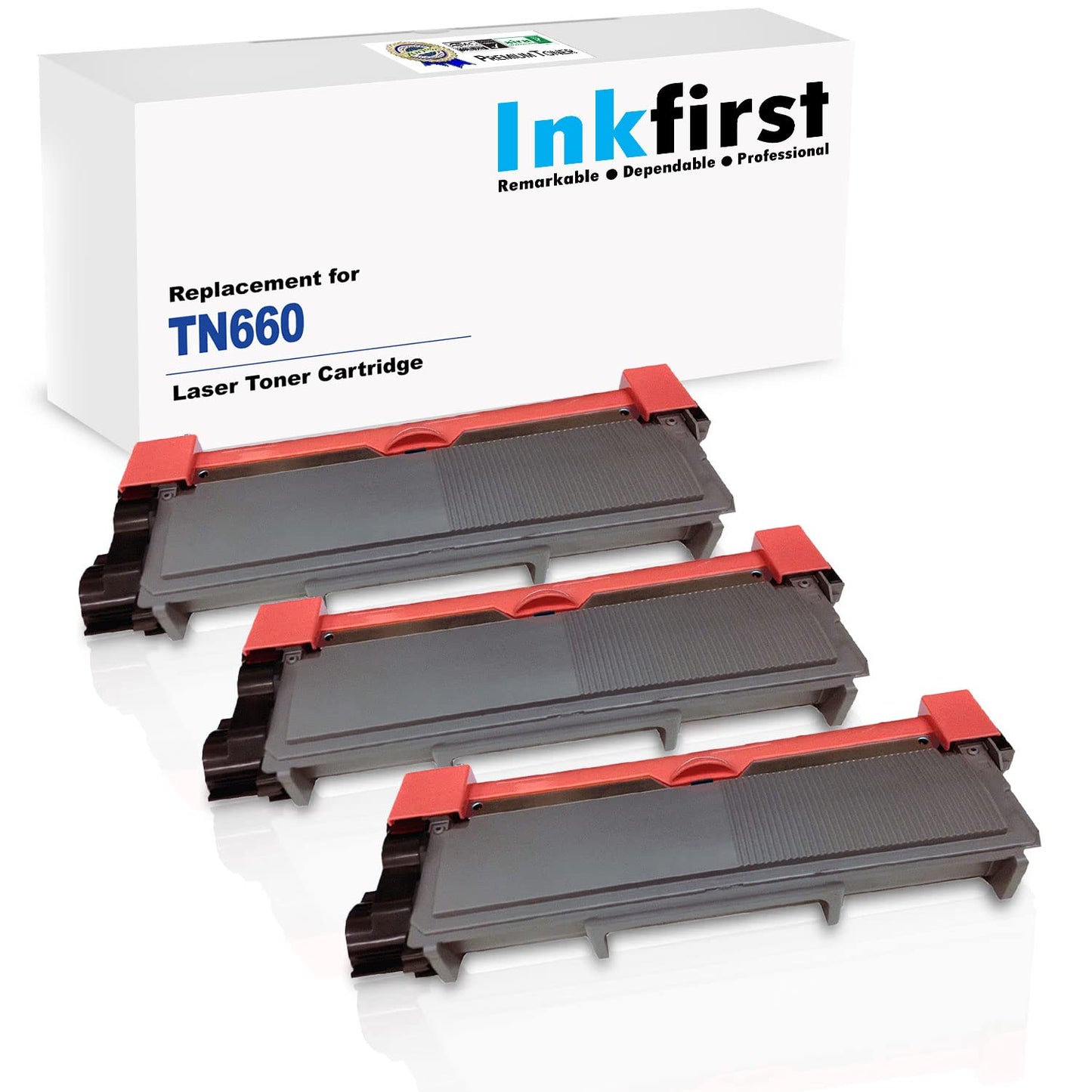 3 High Yield Inkfirst® Toner Cartridges TN-660 (TN660) Compatible Remanufactured for Brother TN-660 Black HL-L2300D HL-L2305W HL-L2320D HL-L2340DW HL-L2360DW HL-L2380DW DCP-L2520DW DCP-L2540DW MFC-L2700DW MFC-L2720DW MFC-L2740DW