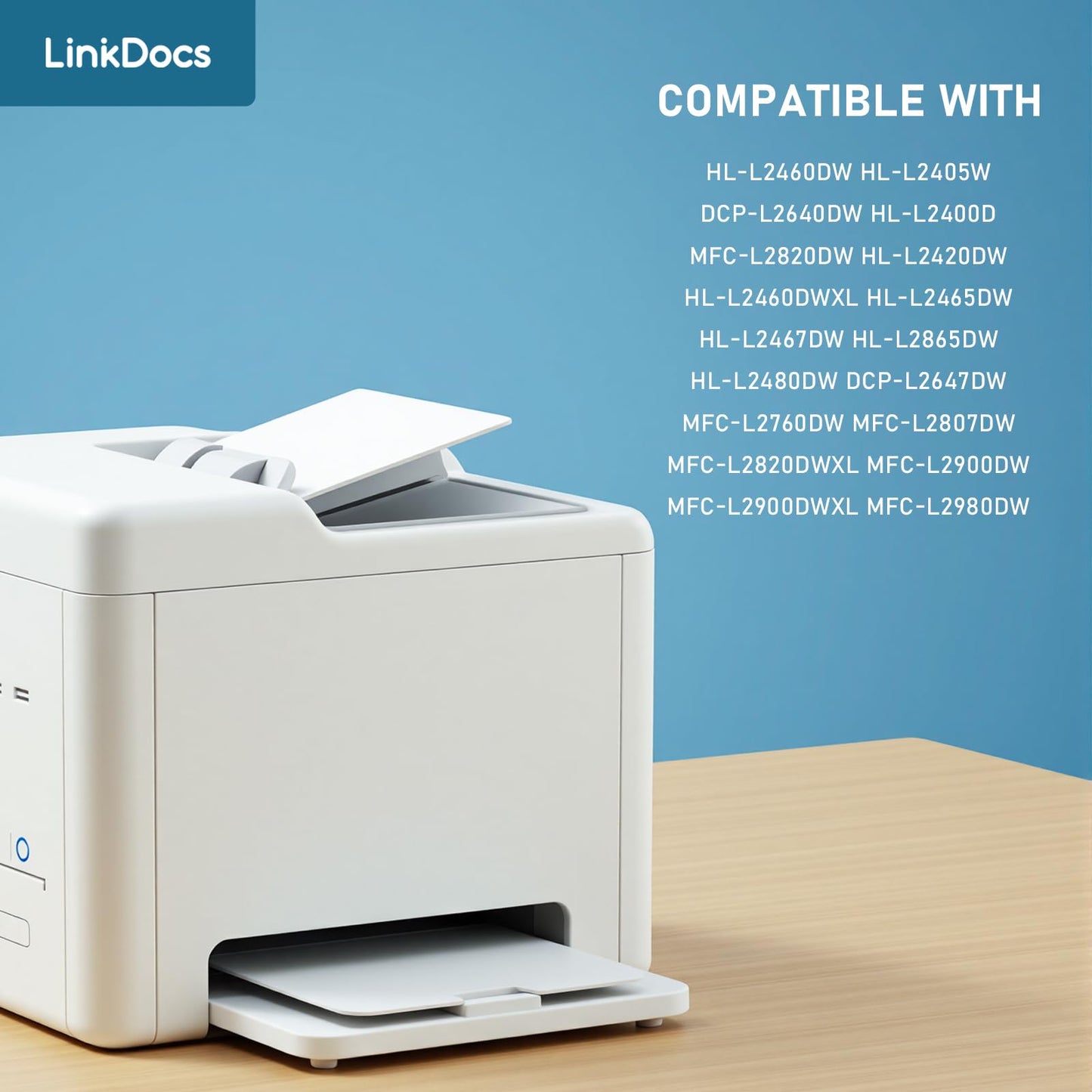 LinkDocs TN830XL Toner Cartridge for Brother Printer, Replacements for Brother TN830XL TN830 TN-830 to use with HL-L2460DW HL-L2480DW HL-L2400D HL-L2405W MFC-L2820DW DCP-L2640DW (4-Pack)